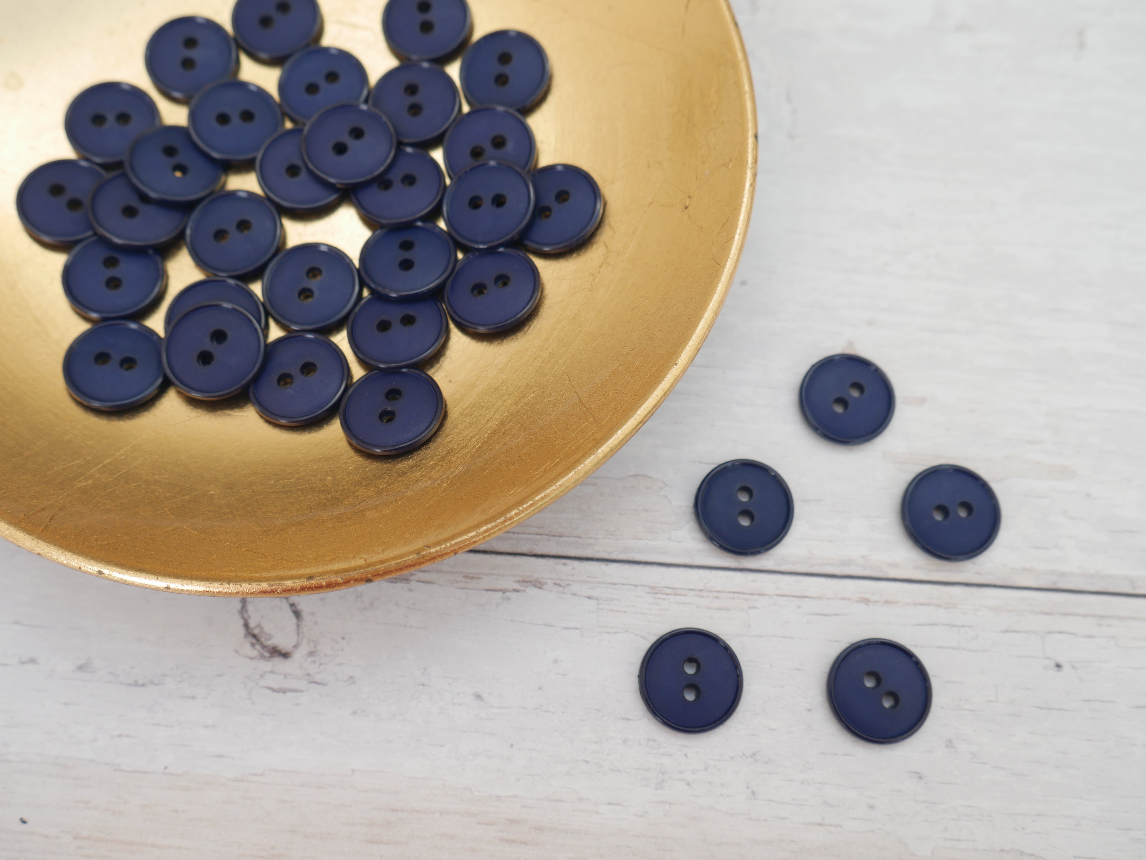 2-Hole 15mm Ring Edge Button in Navy-Button-Flying Bobbins Haberdashery