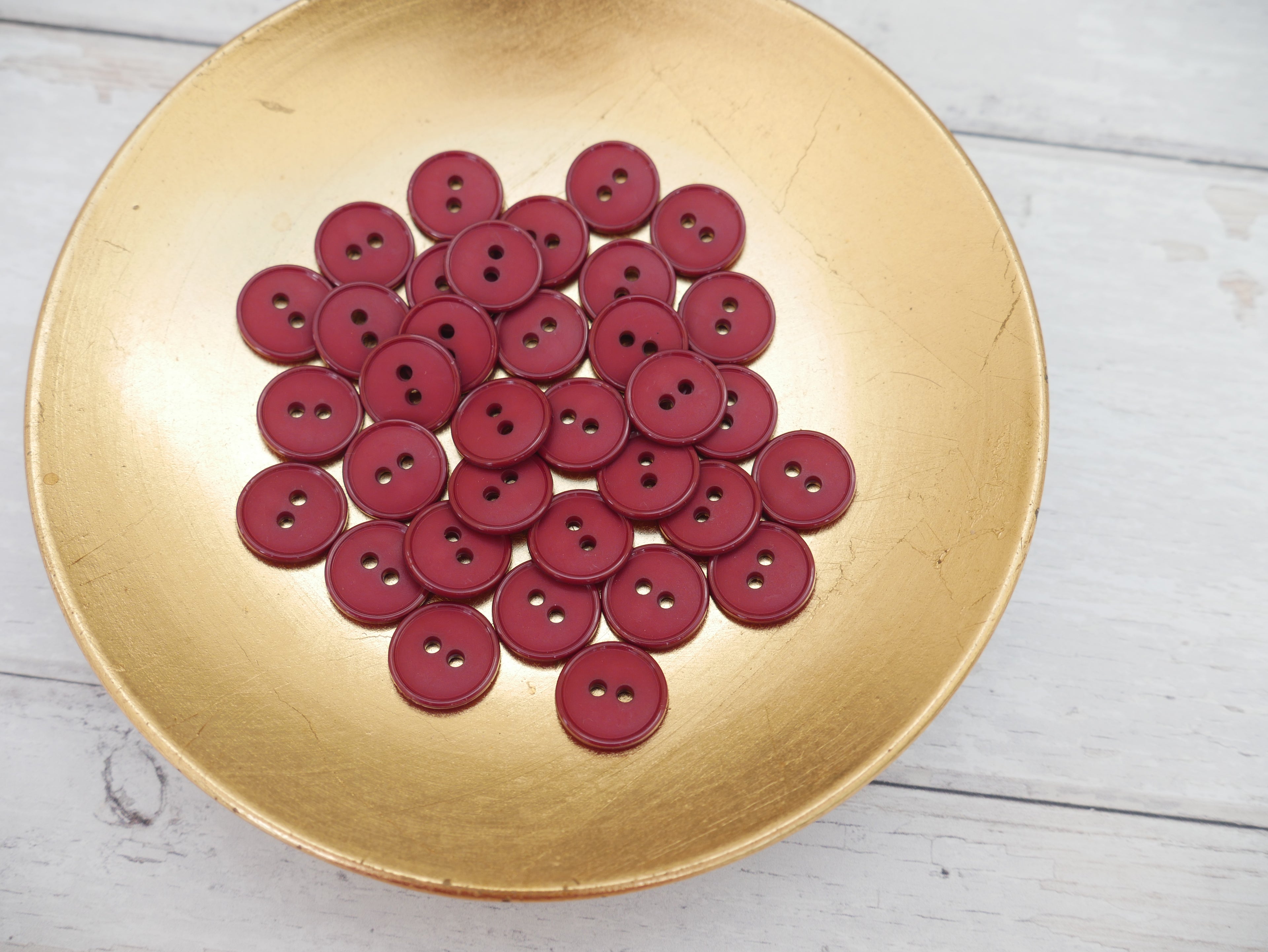 2-Hole 15mm Ring Edge Button in Burgundy-Button-Flying Bobbins Haberdashery