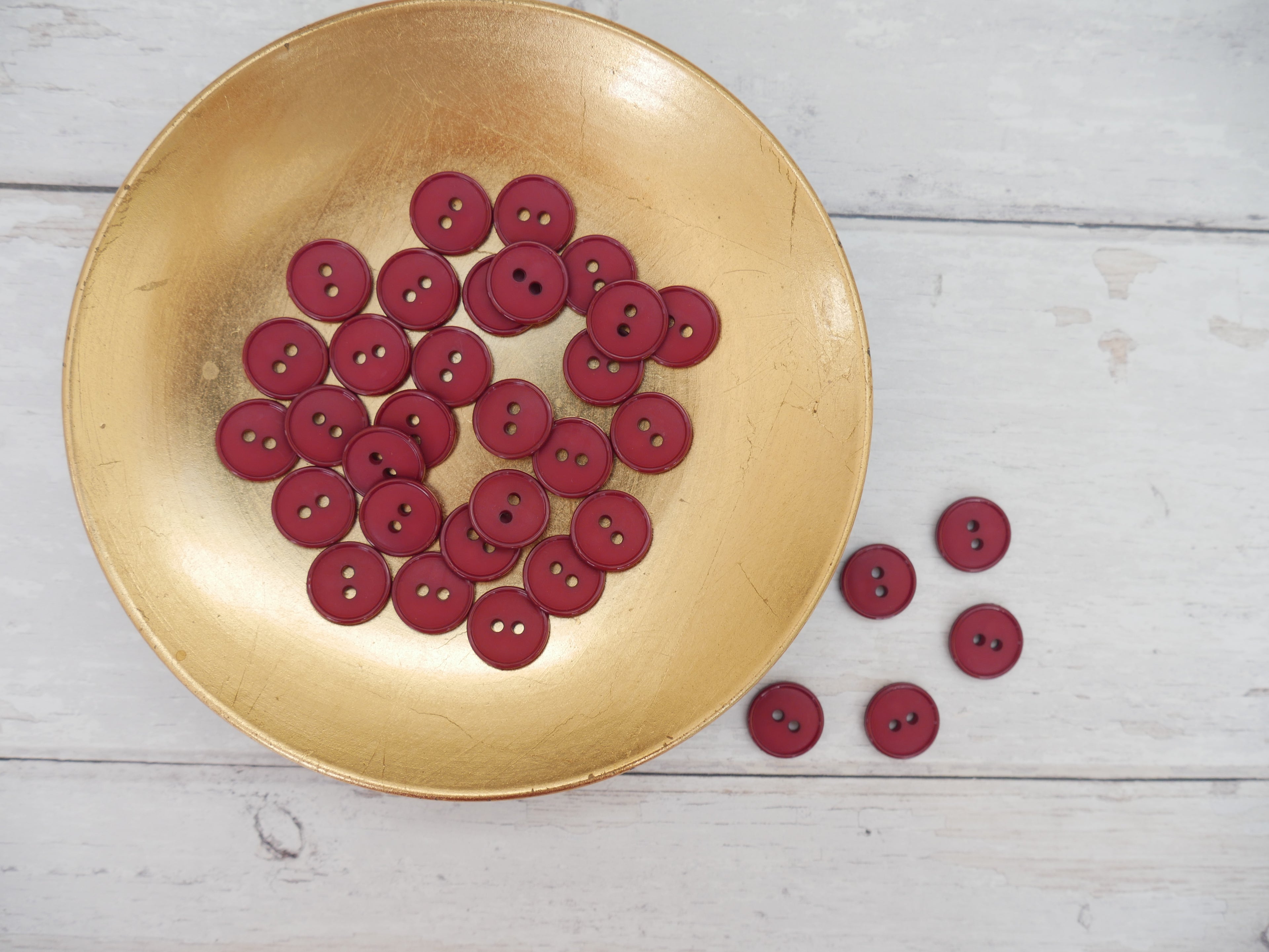 2-Hole 15mm Ring Edge Button in Burgundy-Button-Flying Bobbins Haberdashery