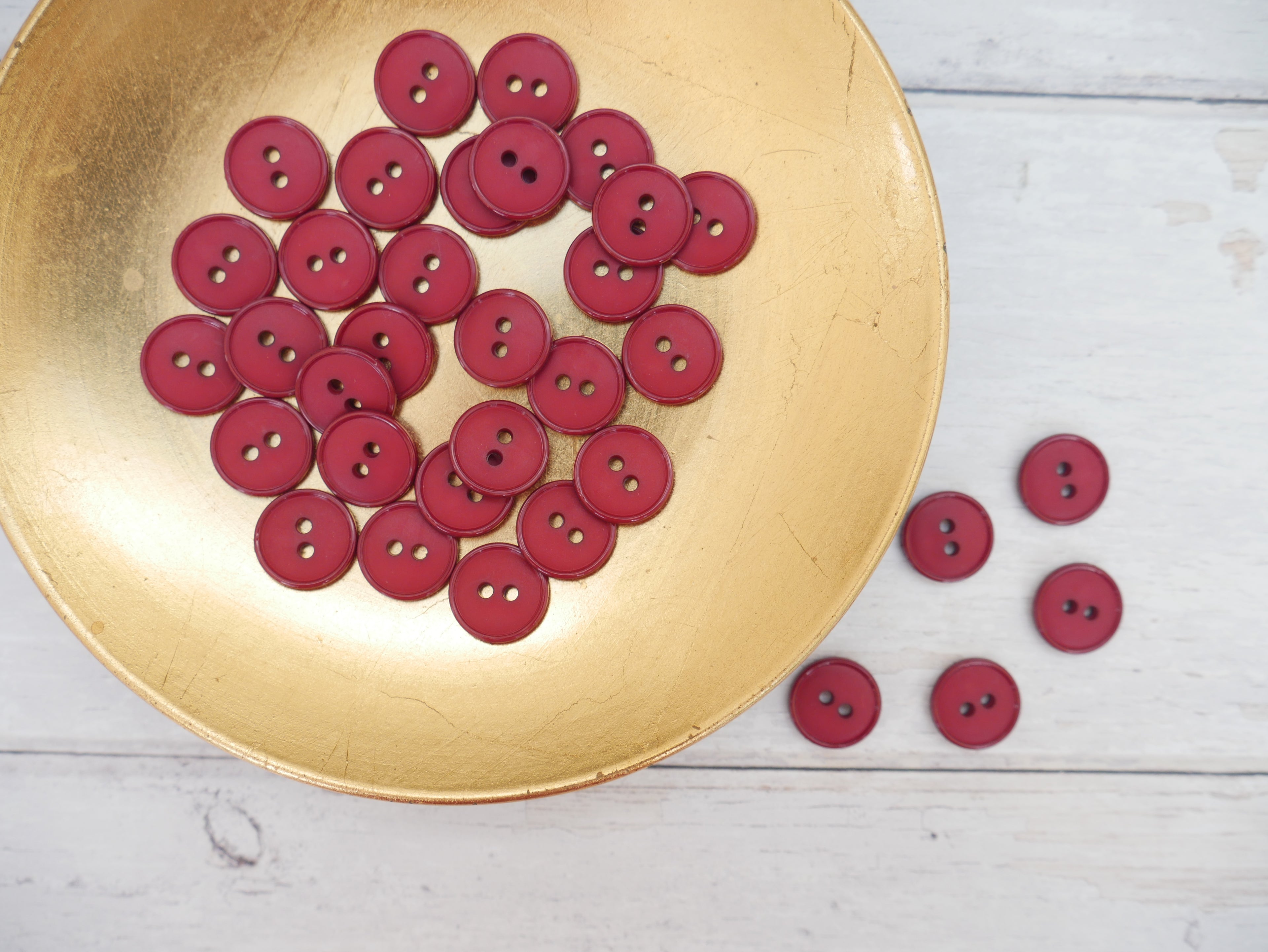2-Hole 15mm Ring Edge Button in Burgundy-Button-Flying Bobbins Haberdashery