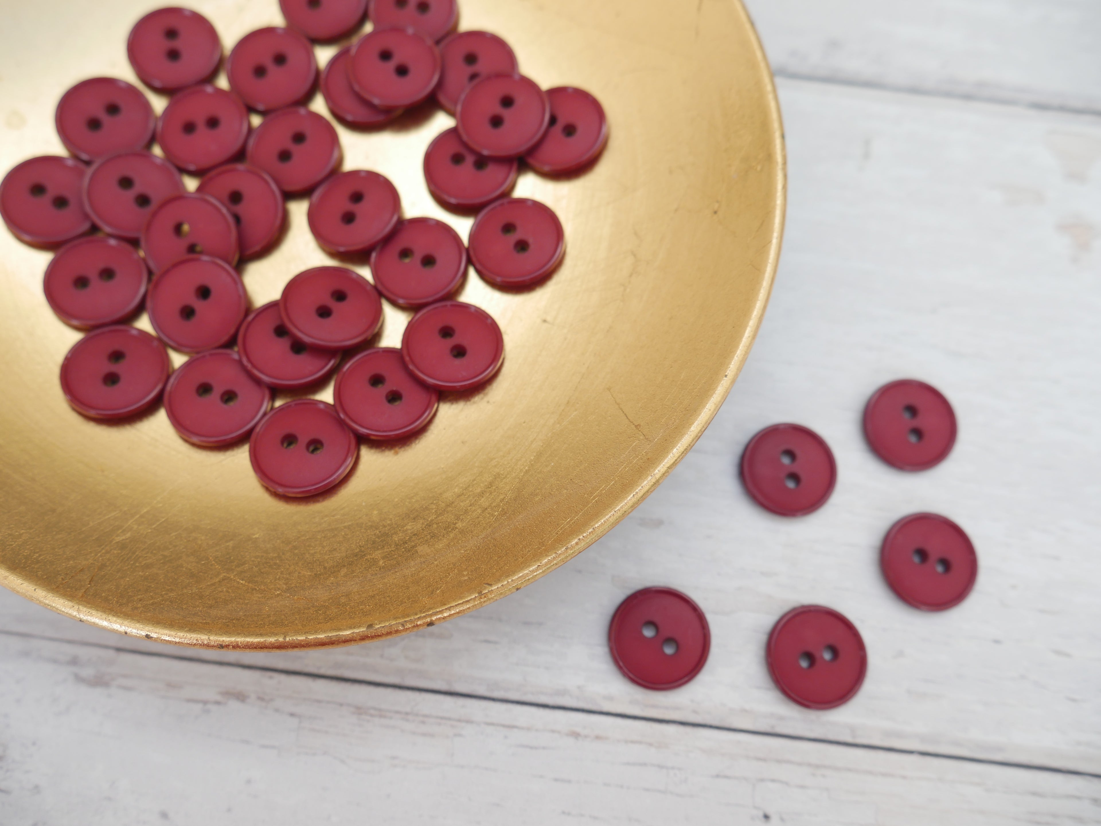 2-Hole 15mm Ring Edge Button in Burgundy-Button-Flying Bobbins Haberdashery