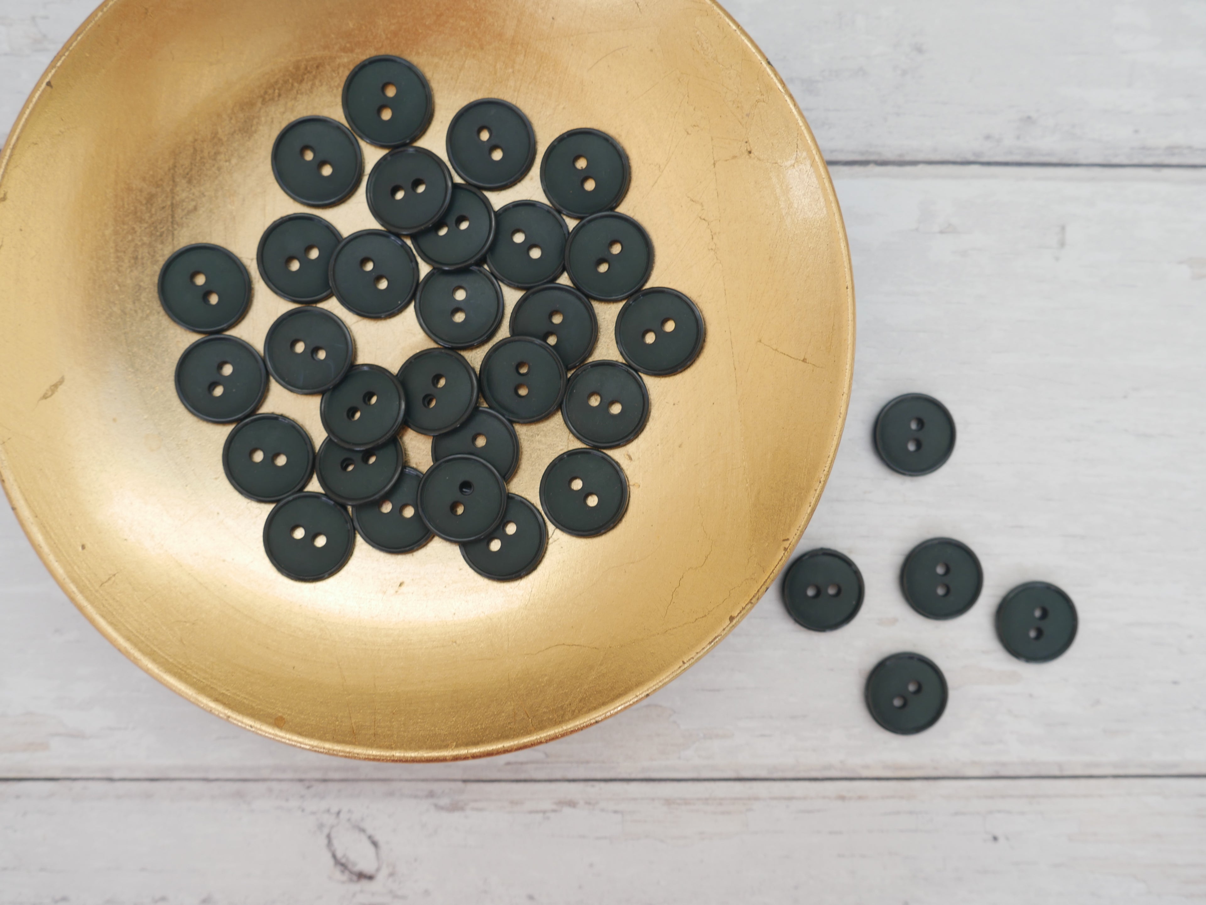 2-Hole 15mm Ring Edge Button in Forest-Button-Flying Bobbins Haberdashery