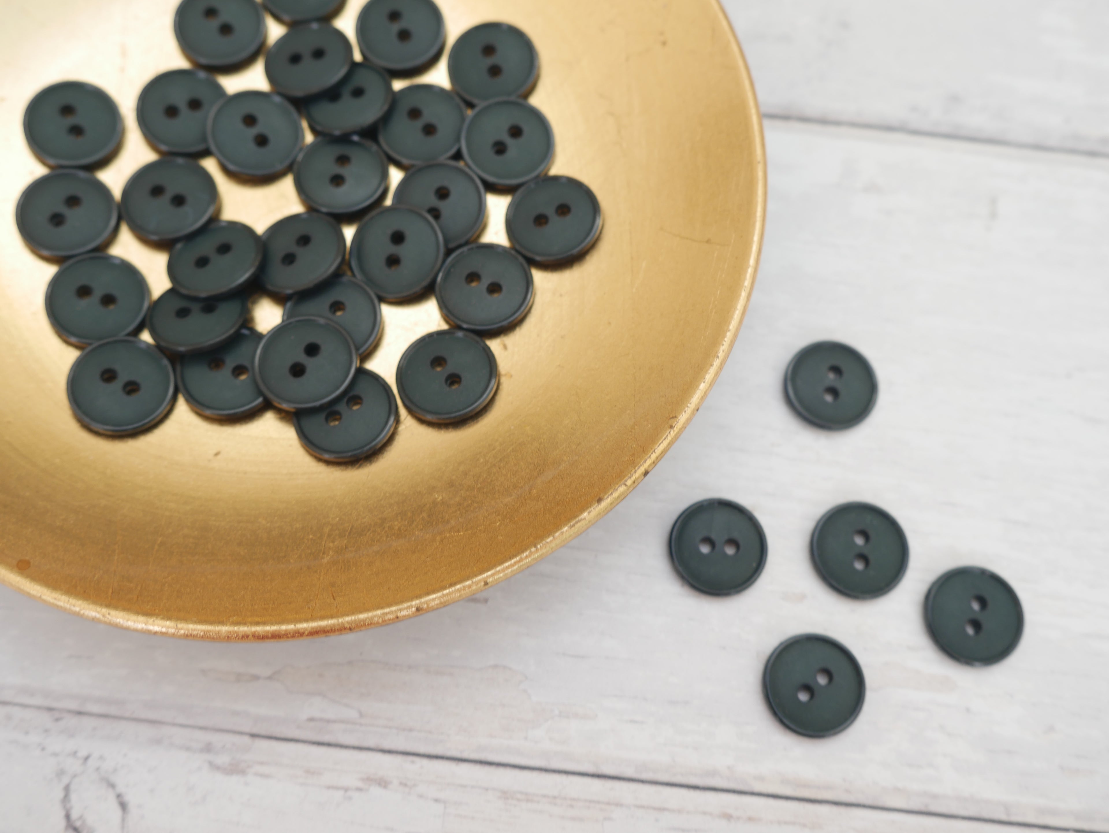 2-Hole 15mm Ring Edge Button in Forest-Button-Flying Bobbins Haberdashery