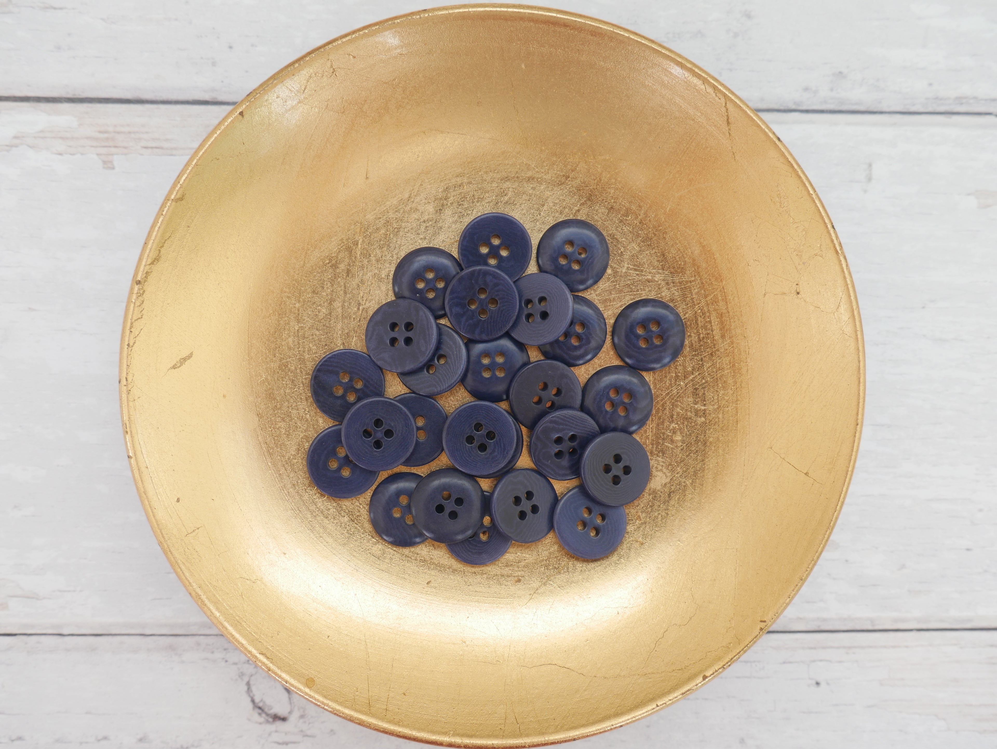 4-Hole, 15mm - Eco-Conscious, Corozo Button, Navy-Button-Flying Bobbins Haberdashery