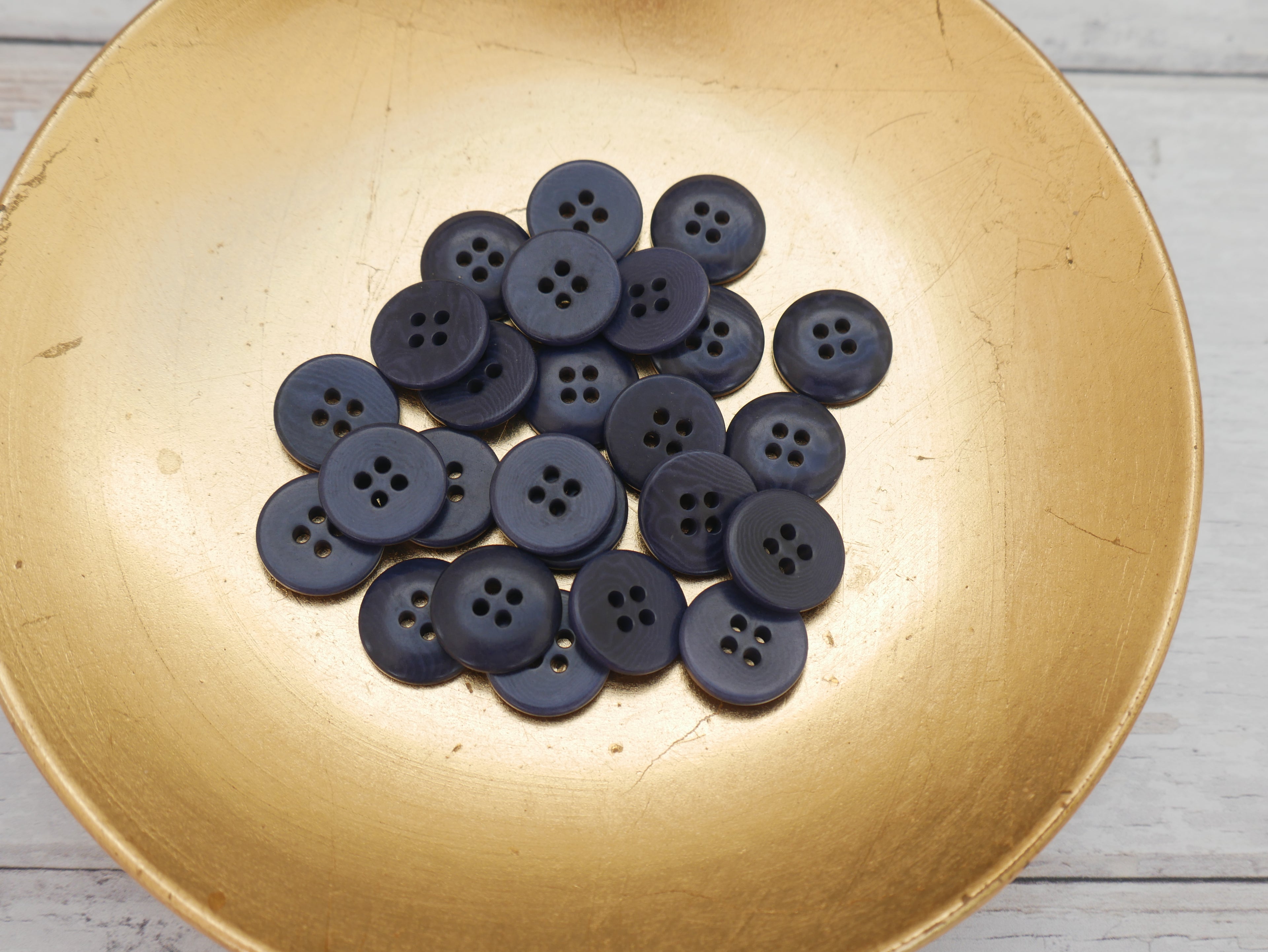 4-Hole, 15mm - Eco-Conscious, Corozo Button, Navy-Button-Flying Bobbins Haberdashery