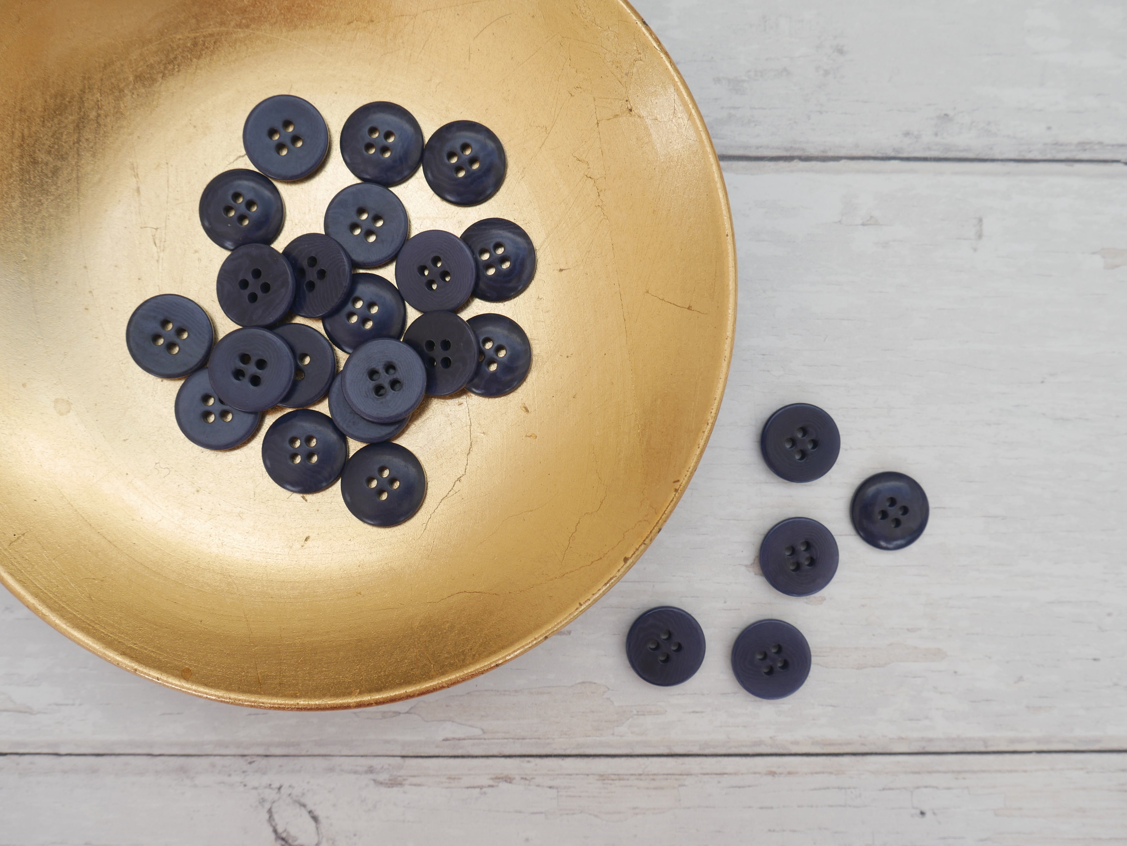 4-Hole, 15mm - Eco-Conscious, Corozo Button, Navy-Button-Flying Bobbins Haberdashery