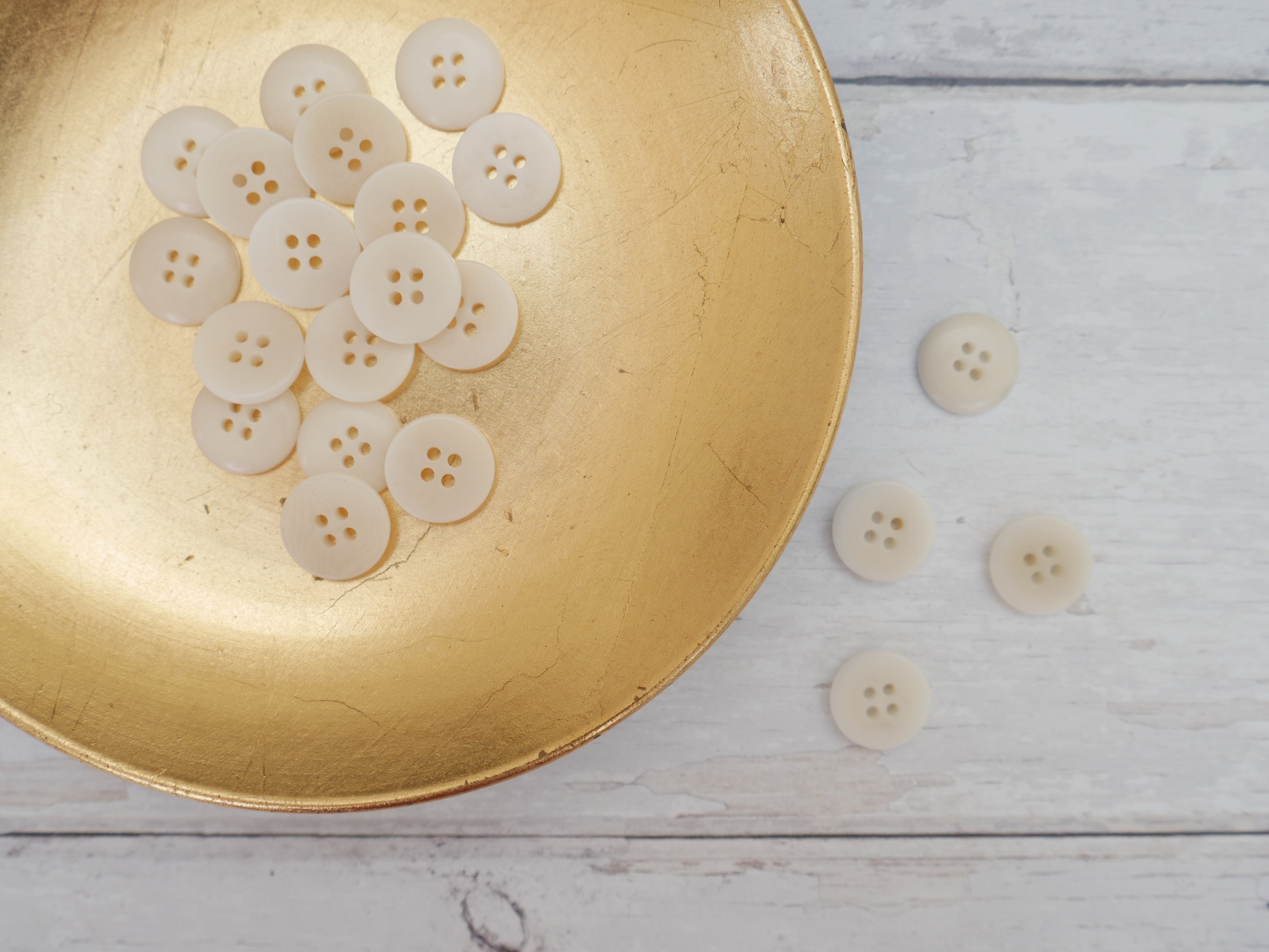 4-Hole, 15mm - Eco-Conscious, Corozo Button, Ivory-Button-Flying Bobbins Haberdashery
