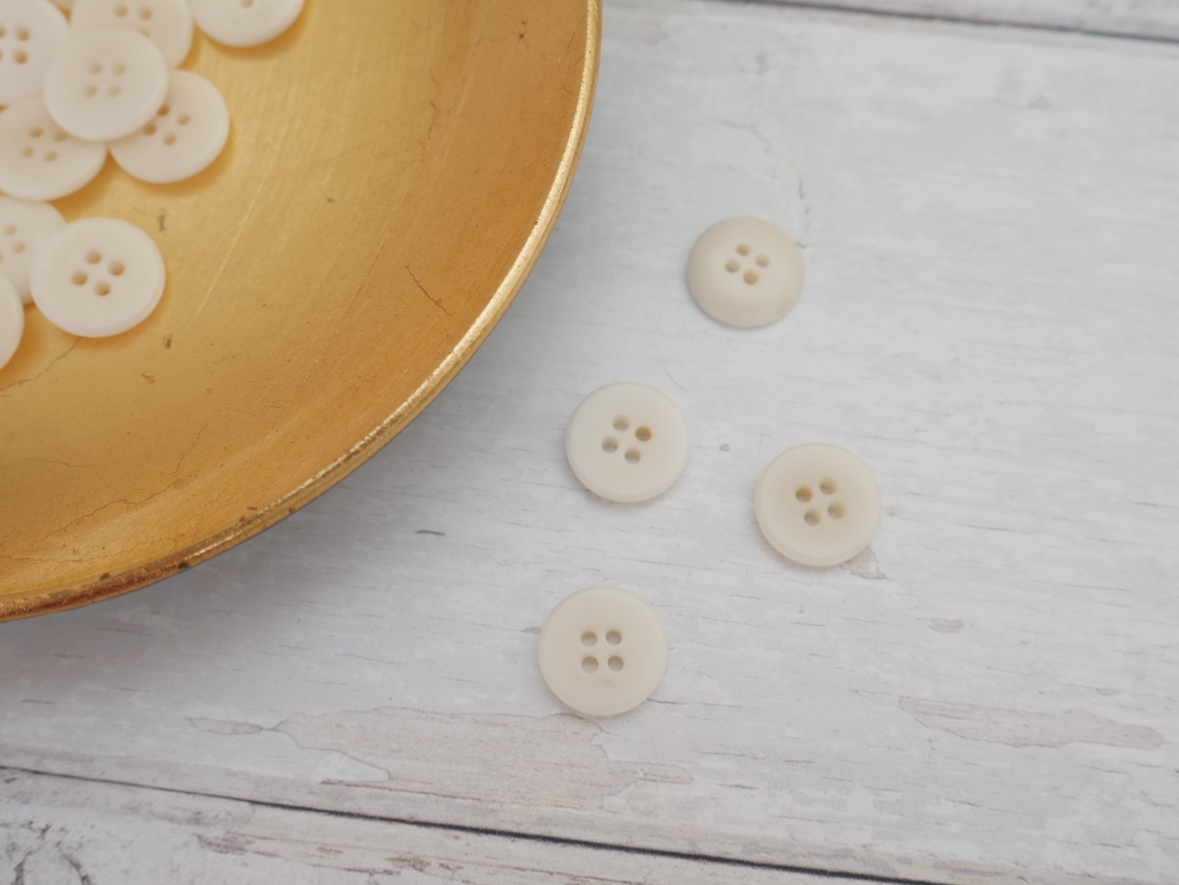 4-Hole, 15mm - Eco-Conscious, Corozo Button, Ivory-Button-Flying Bobbins Haberdashery