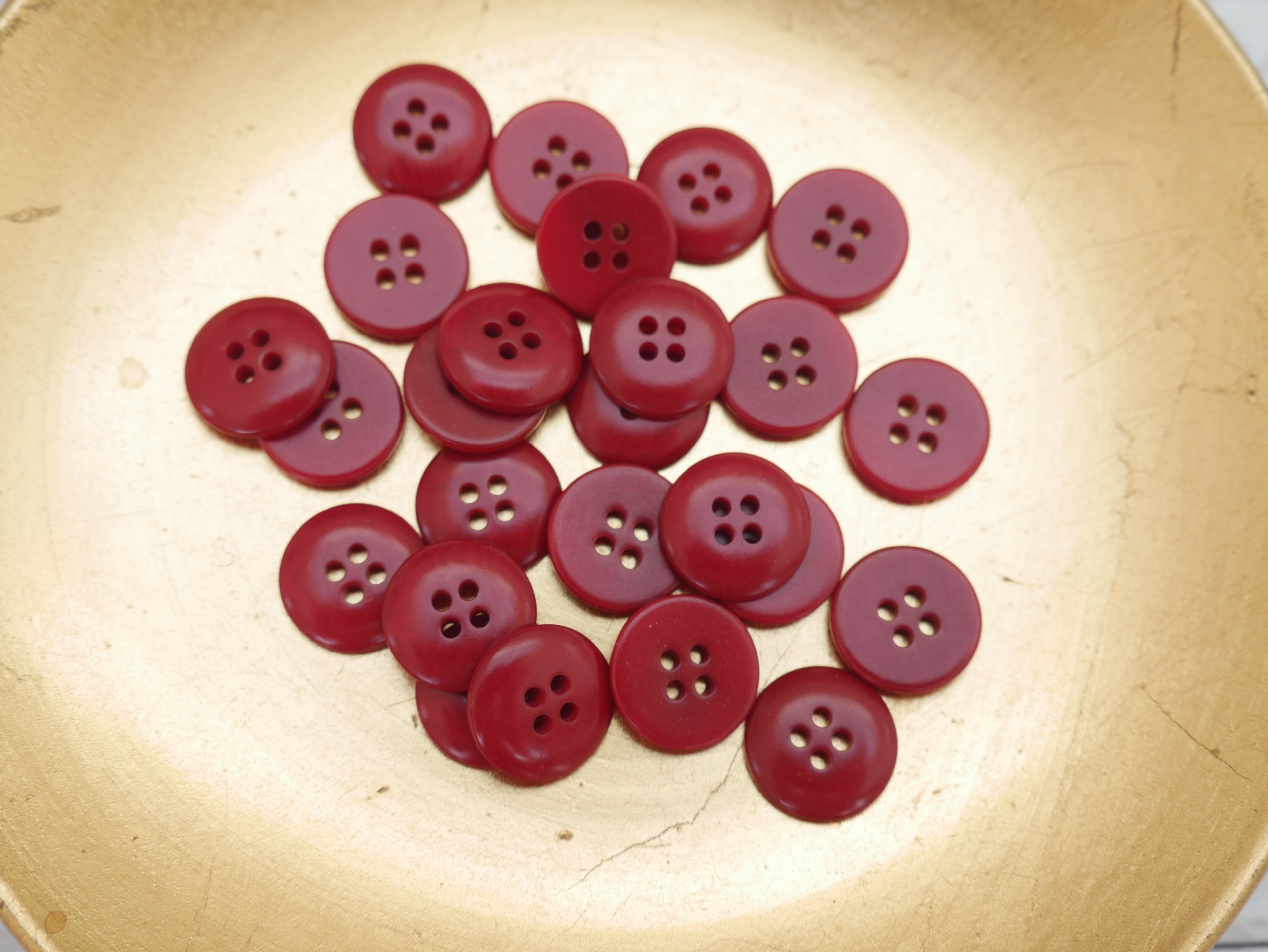 4-Hole, 15mm - Eco-Conscious, Corozo Button, Red-Button-Flying Bobbins Haberdashery
