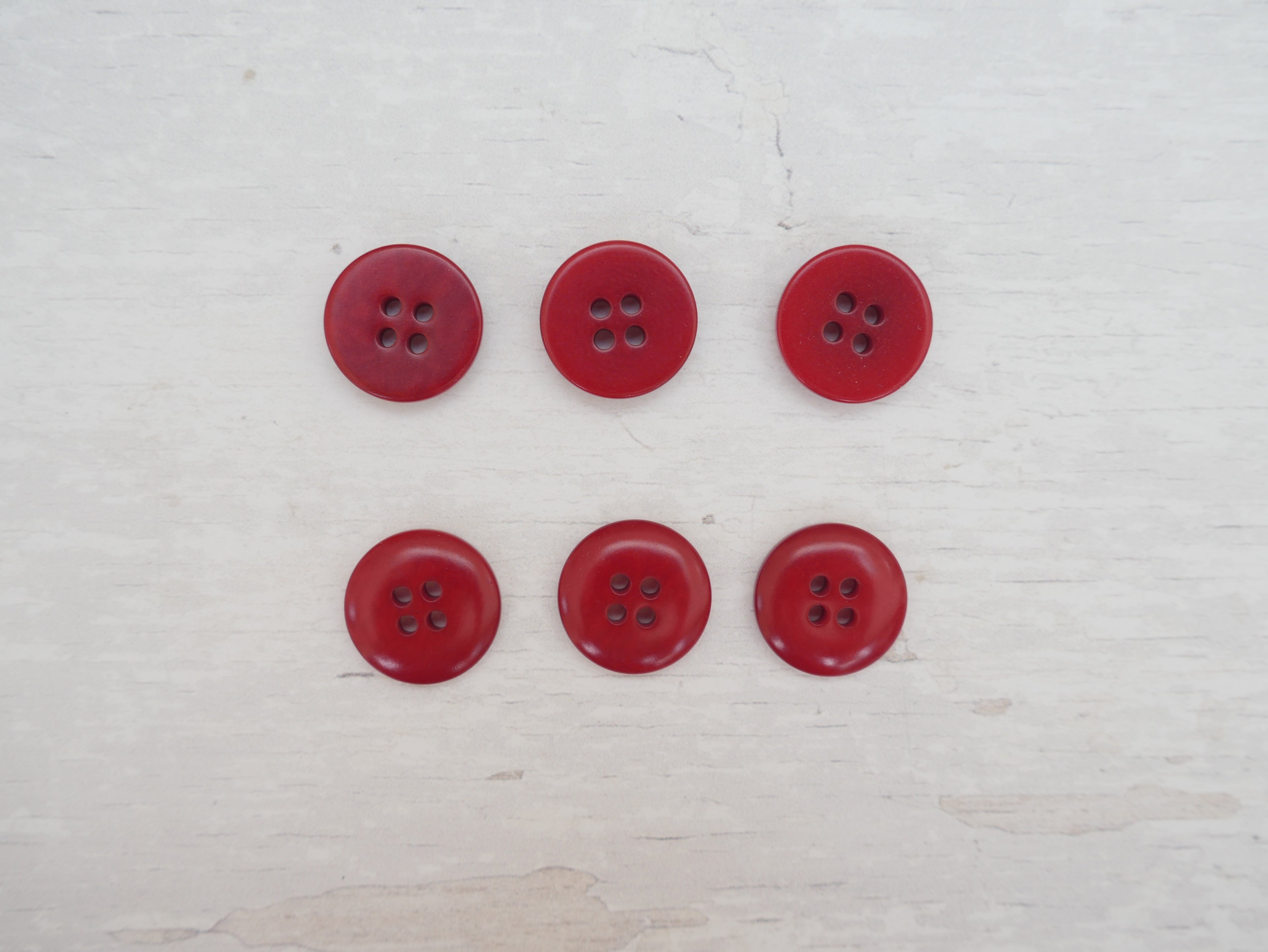 4-Hole, 15mm - Eco-Conscious, Corozo Button, Red-Button-Flying Bobbins Haberdashery