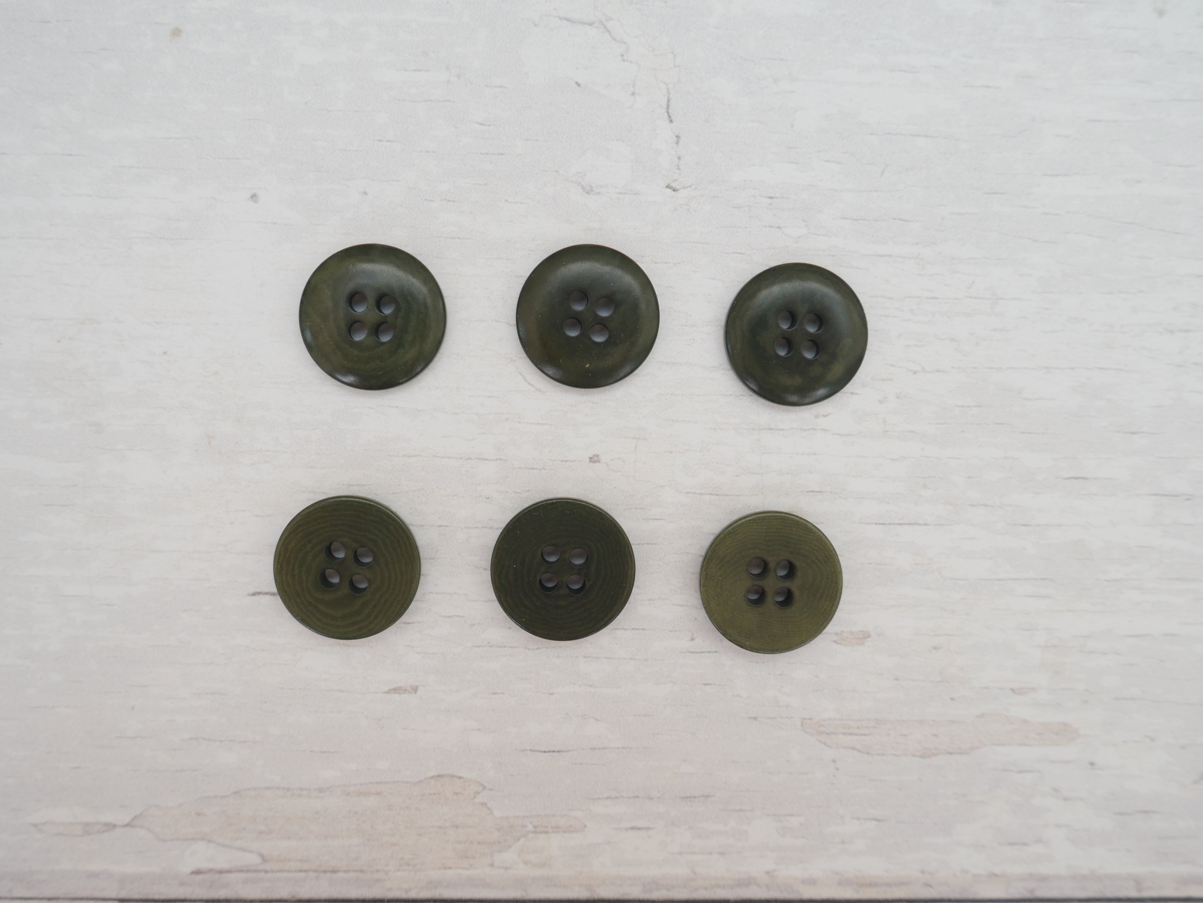4-Hole, 15mm - Eco-Conscious, Corozo Button, Khaki-Button-Flying Bobbins Haberdashery