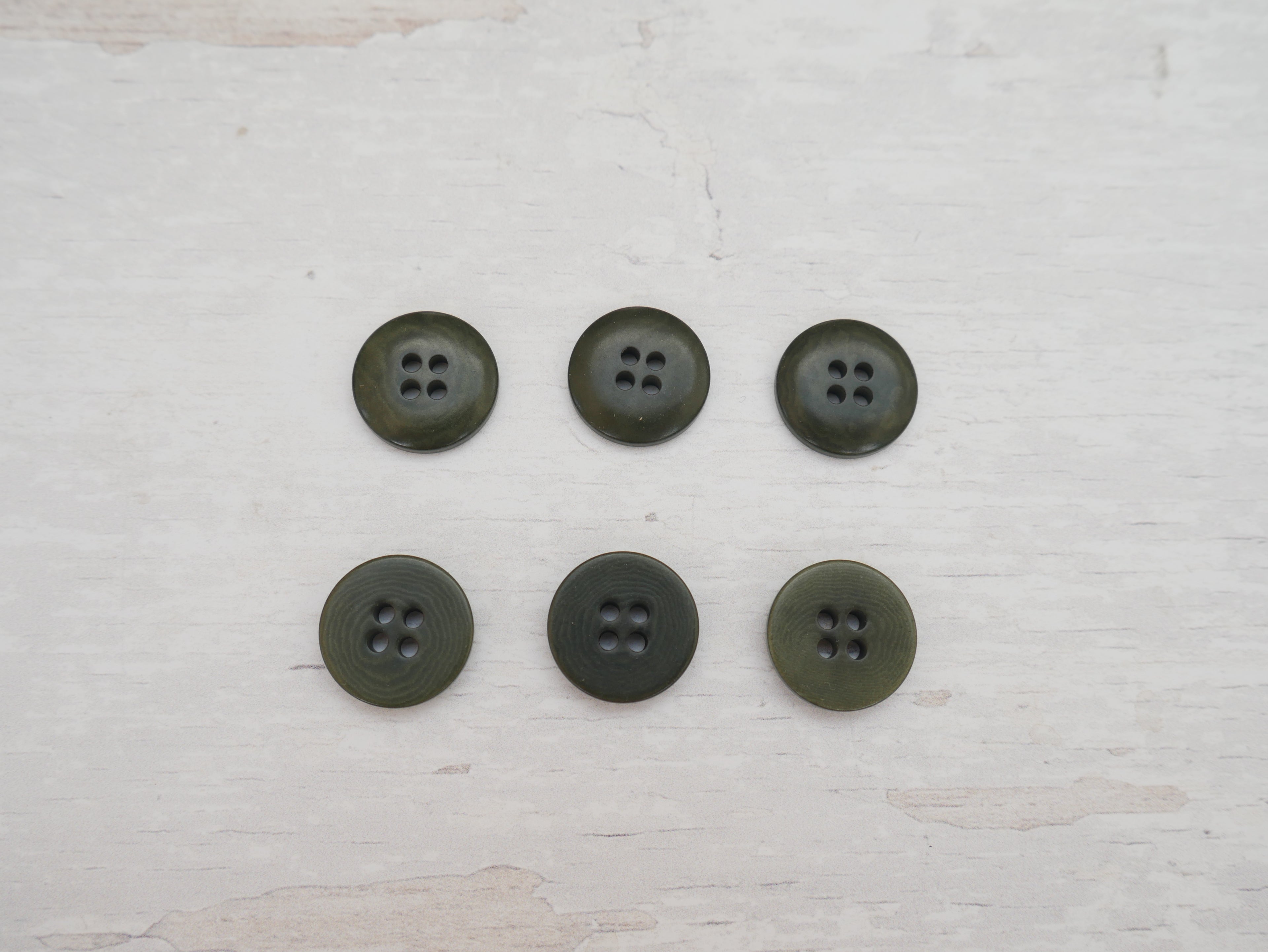 4-Hole, 15mm - Eco-Conscious, Corozo Button, Khaki-Button-Flying Bobbins Haberdashery