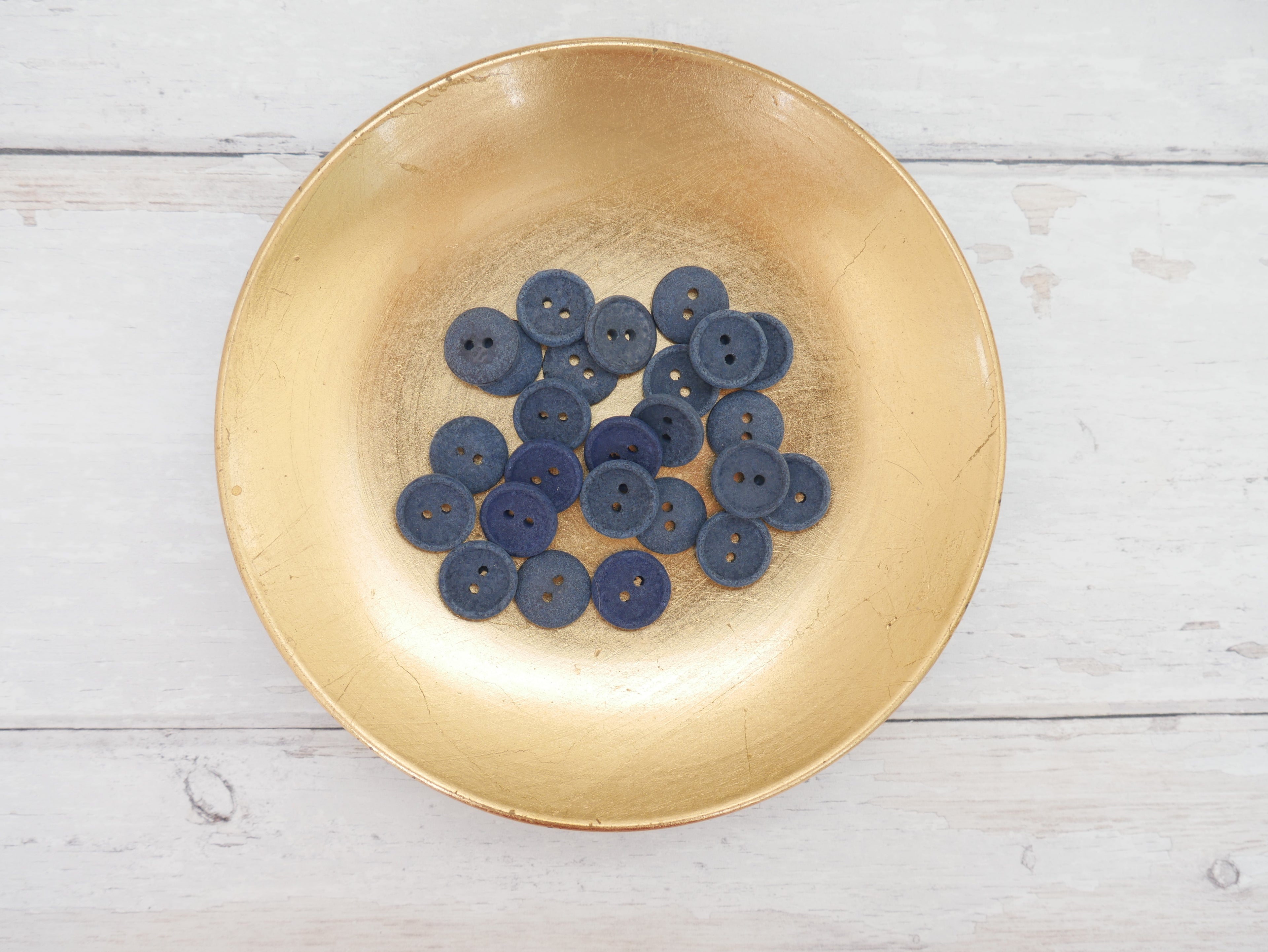 2-Hole, 15mm - Eco Recycled Cotton Button, Navy-Button-Flying Bobbins Haberdashery