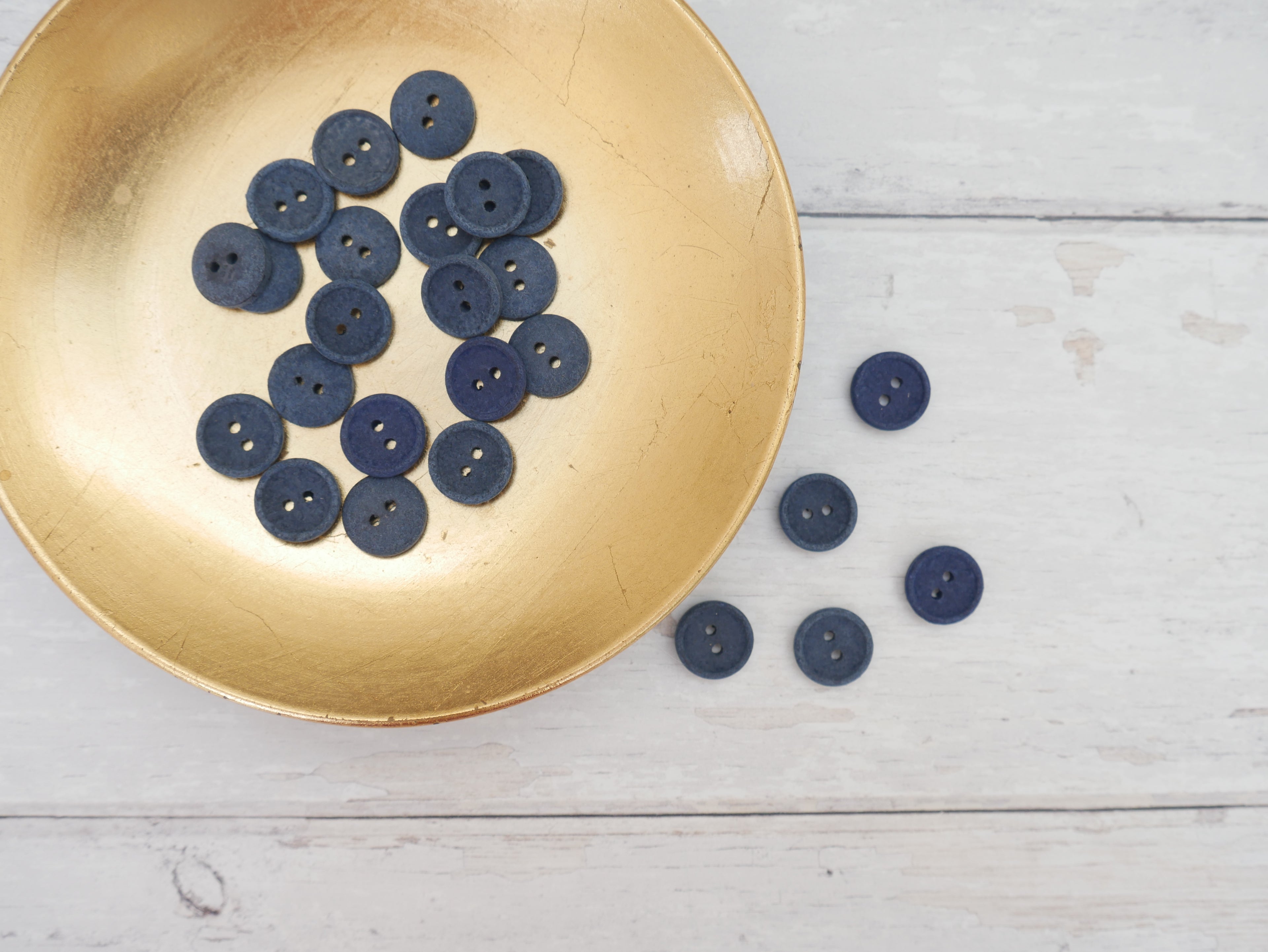 2-Hole, 15mm - Eco Recycled Cotton Button, Navy-Button-Flying Bobbins Haberdashery