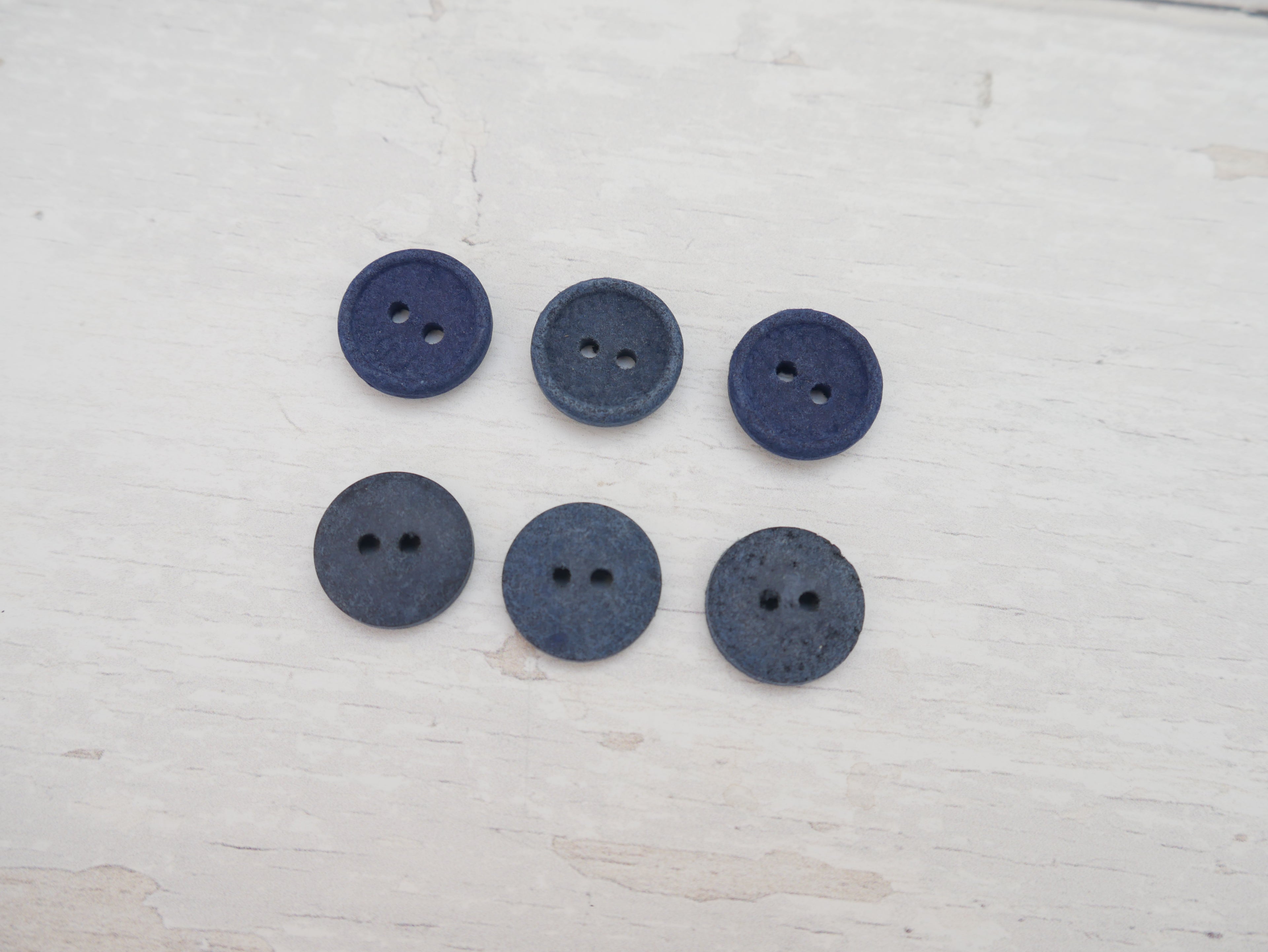 2-Hole, 15mm - Eco Recycled Cotton Button, Navy-Button-Flying Bobbins Haberdashery