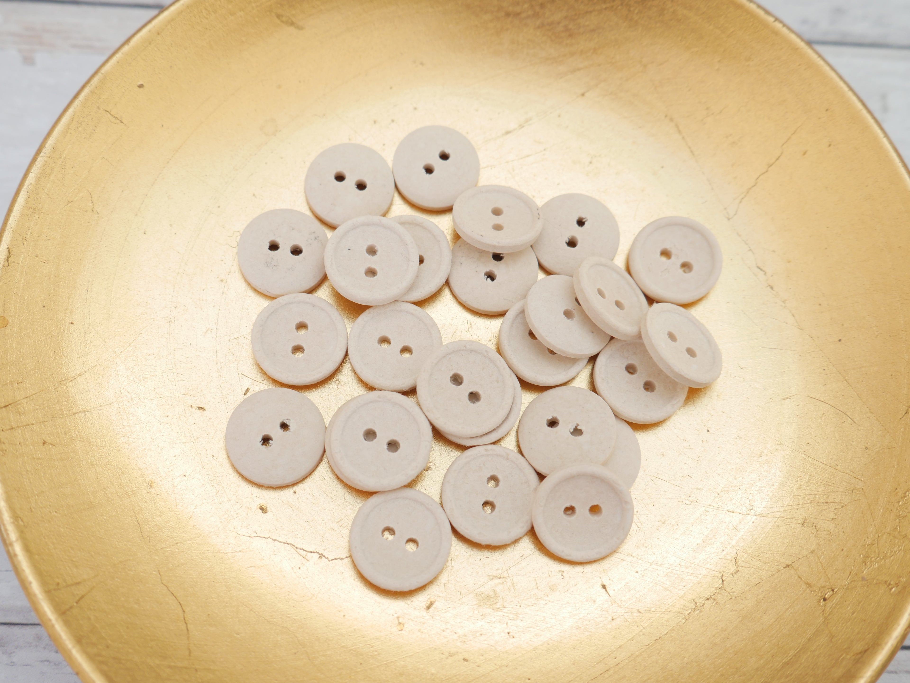 2-Hole, 15mm - Eco Recycled Cotton Button, Natural-Button-Flying Bobbins Haberdashery