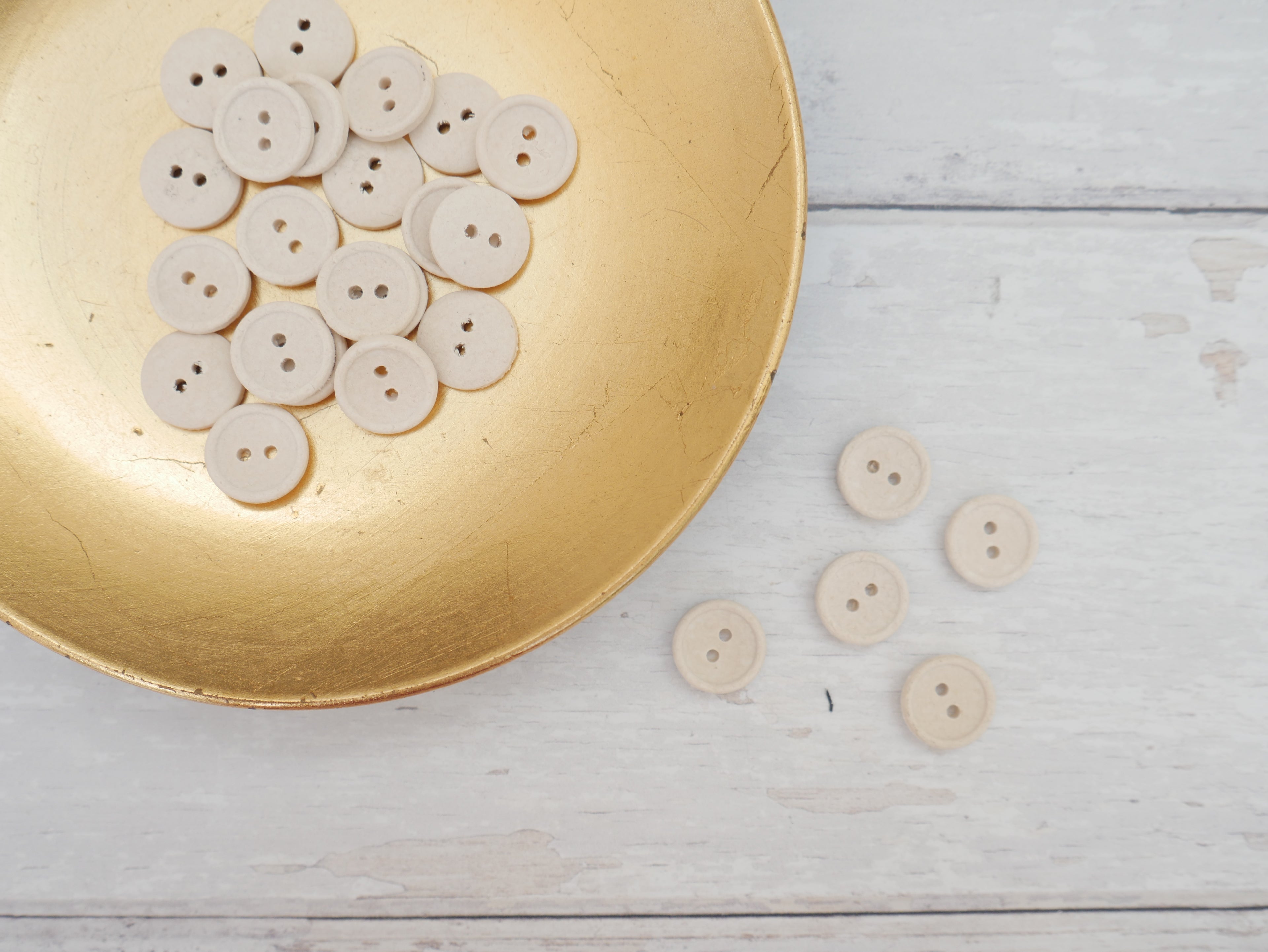 2-Hole, 15mm - Eco Recycled Cotton Button, Natural-Button-Flying Bobbins Haberdashery