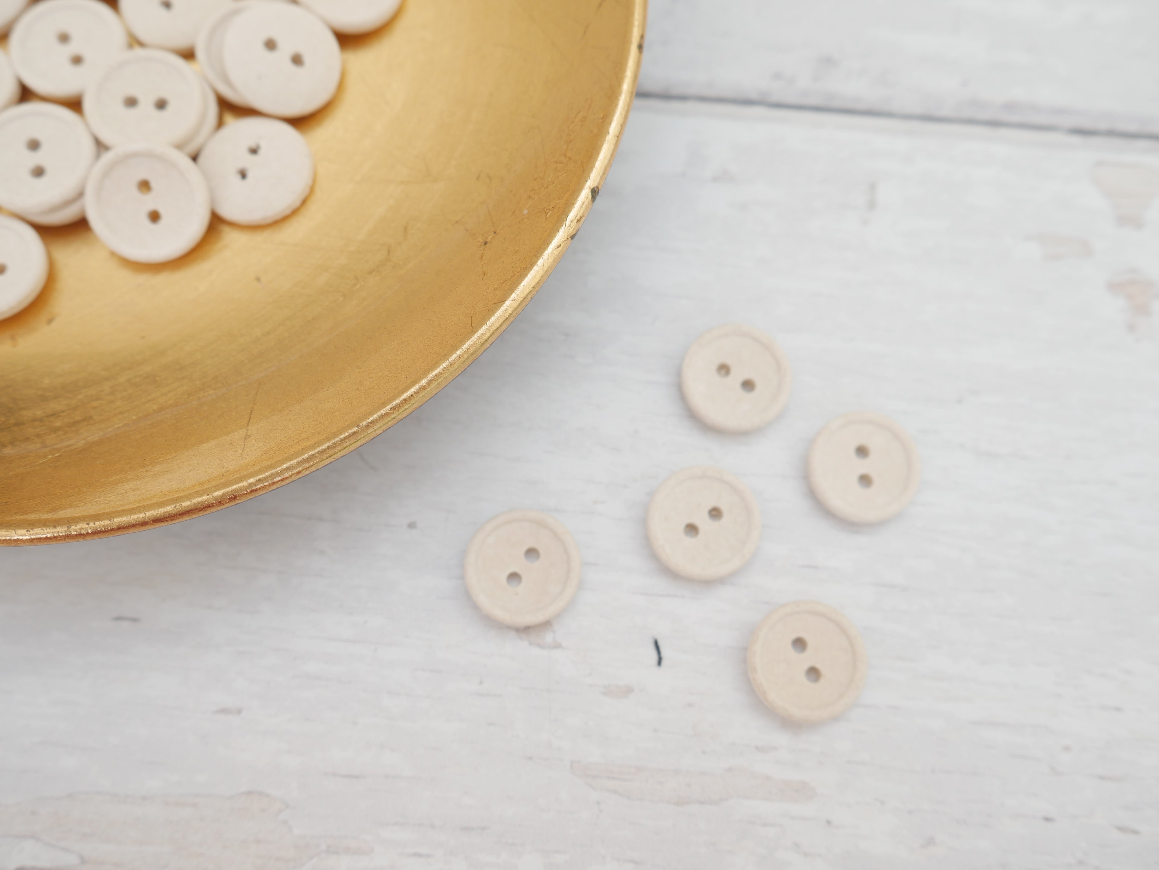 2-Hole, 15mm - Eco Recycled Cotton Button, Natural-Button-Flying Bobbins Haberdashery