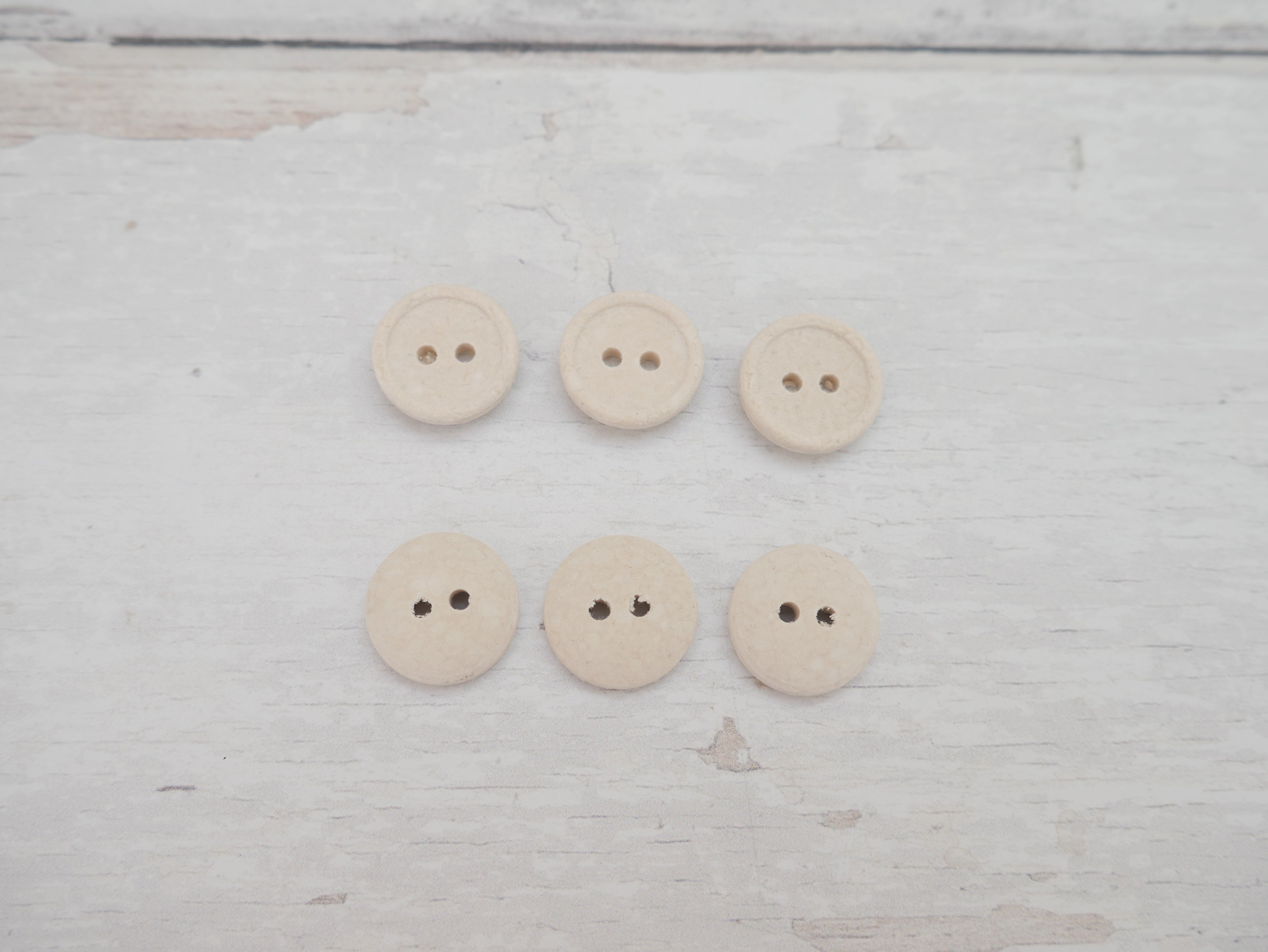 2-Hole, 15mm - Eco Recycled Cotton Button, Natural-Button-Flying Bobbins Haberdashery