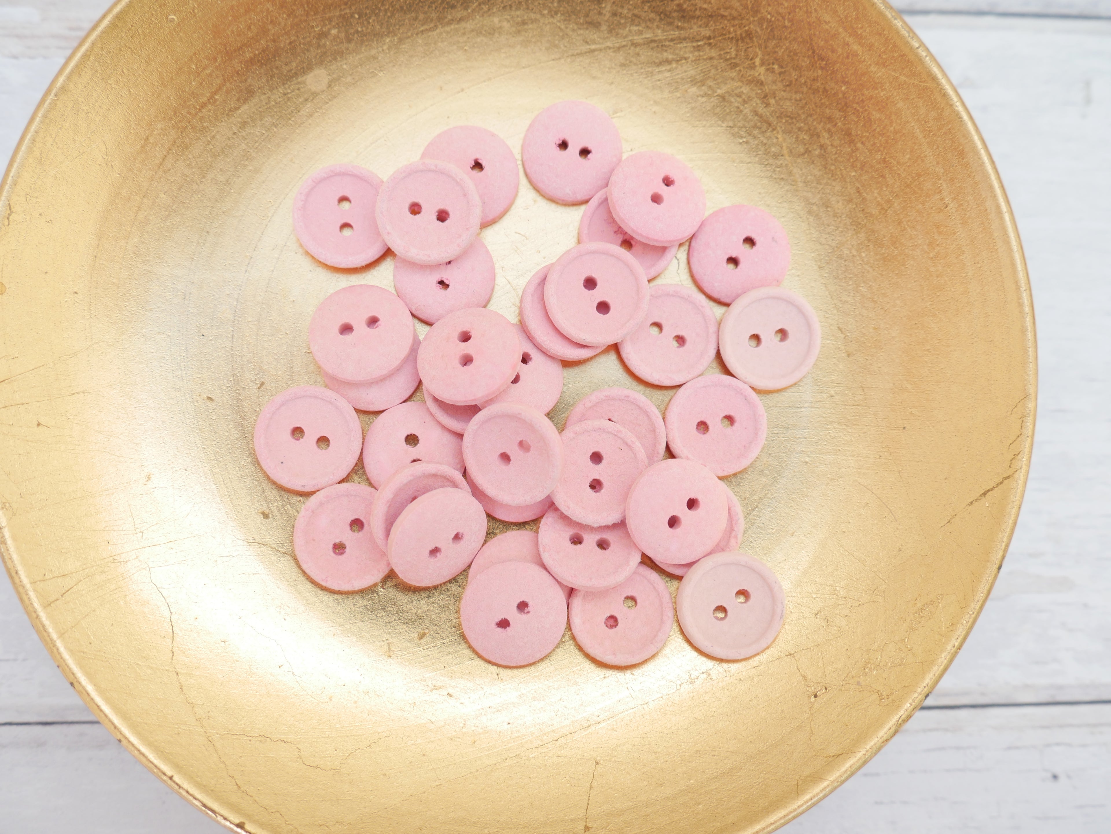 2-Hole, 15mm - Eco Recycled Cotton Button, Pink-Button-Flying Bobbins Haberdashery
