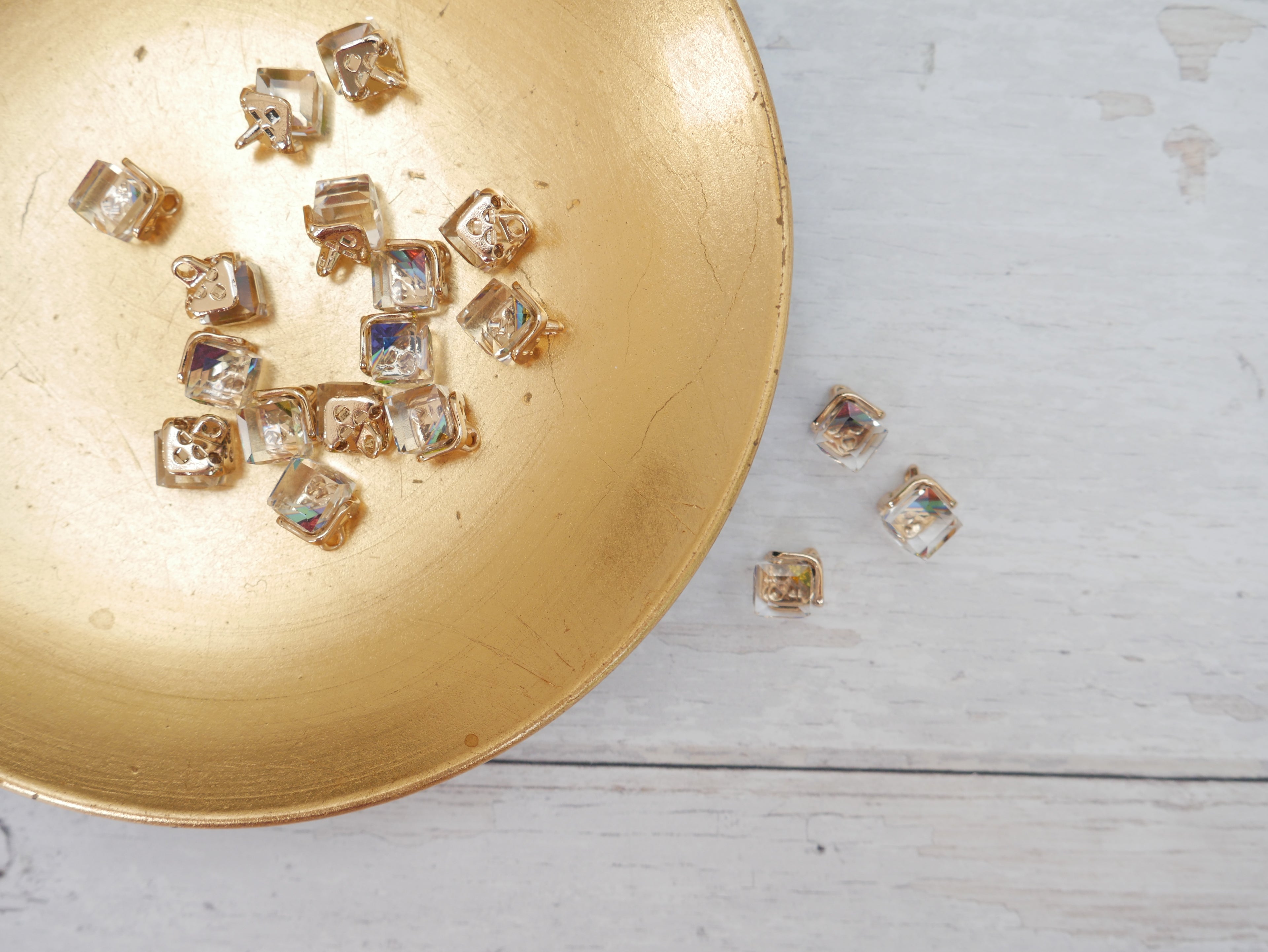 Crystal Cube Button in Rainbow-Button-Flying Bobbins Haberdashery