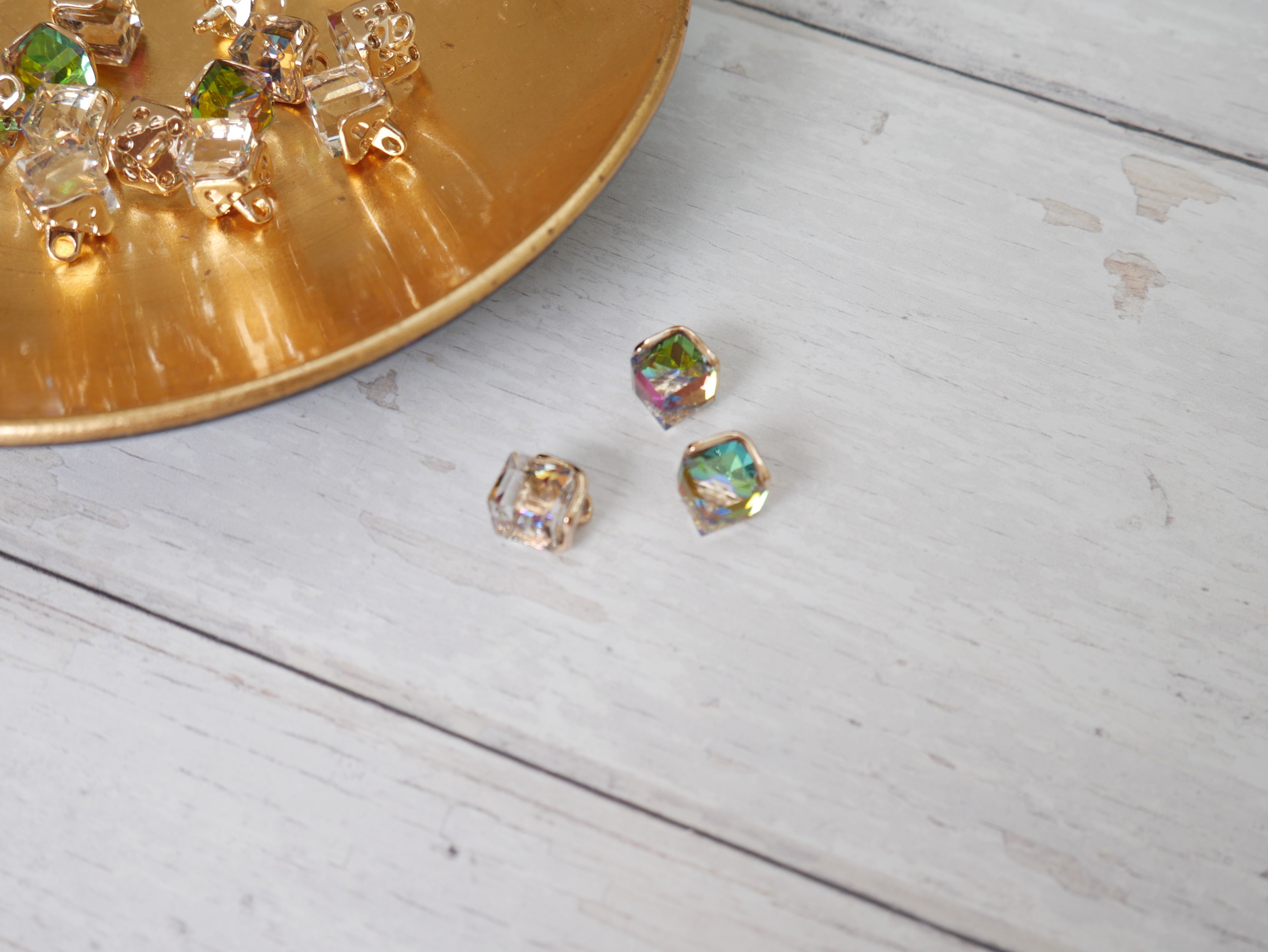 Crystal Cube Button in Rainbow-Button-Flying Bobbins Haberdashery