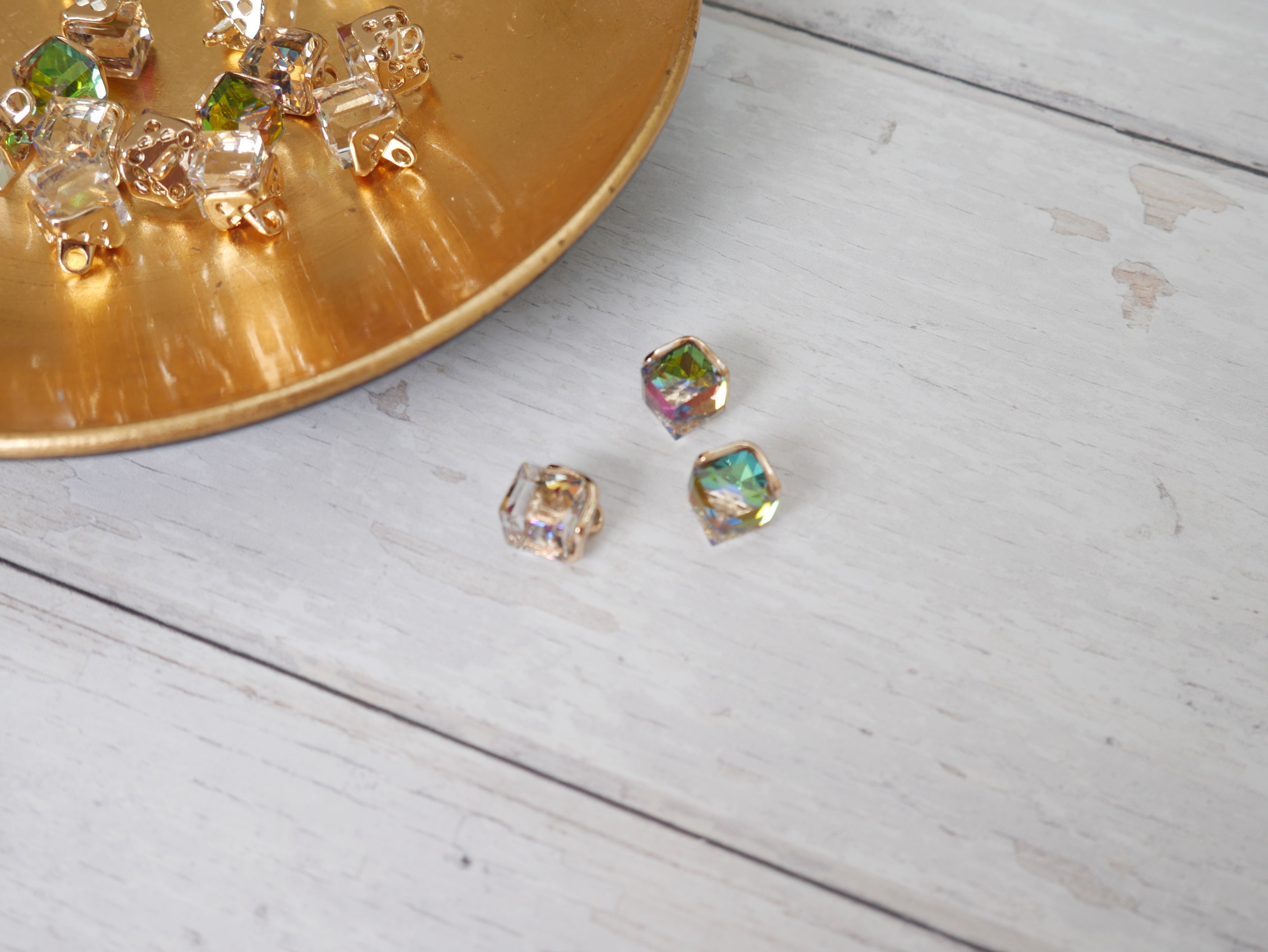 Crystal Cube Button in Rainbow-Button-Flying Bobbins Haberdashery