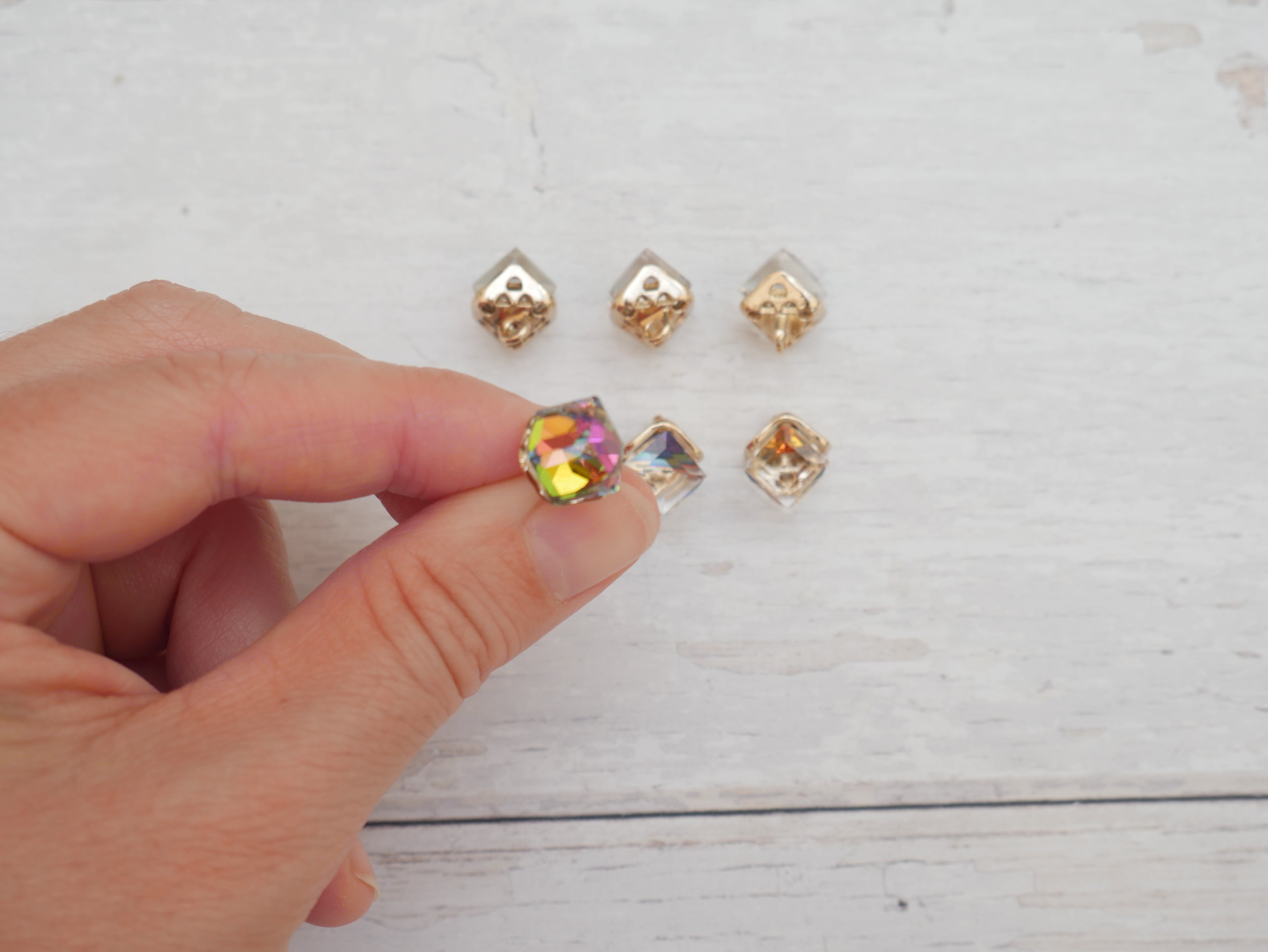 Crystal Cube Button in Rainbow-Button-Flying Bobbins Haberdashery