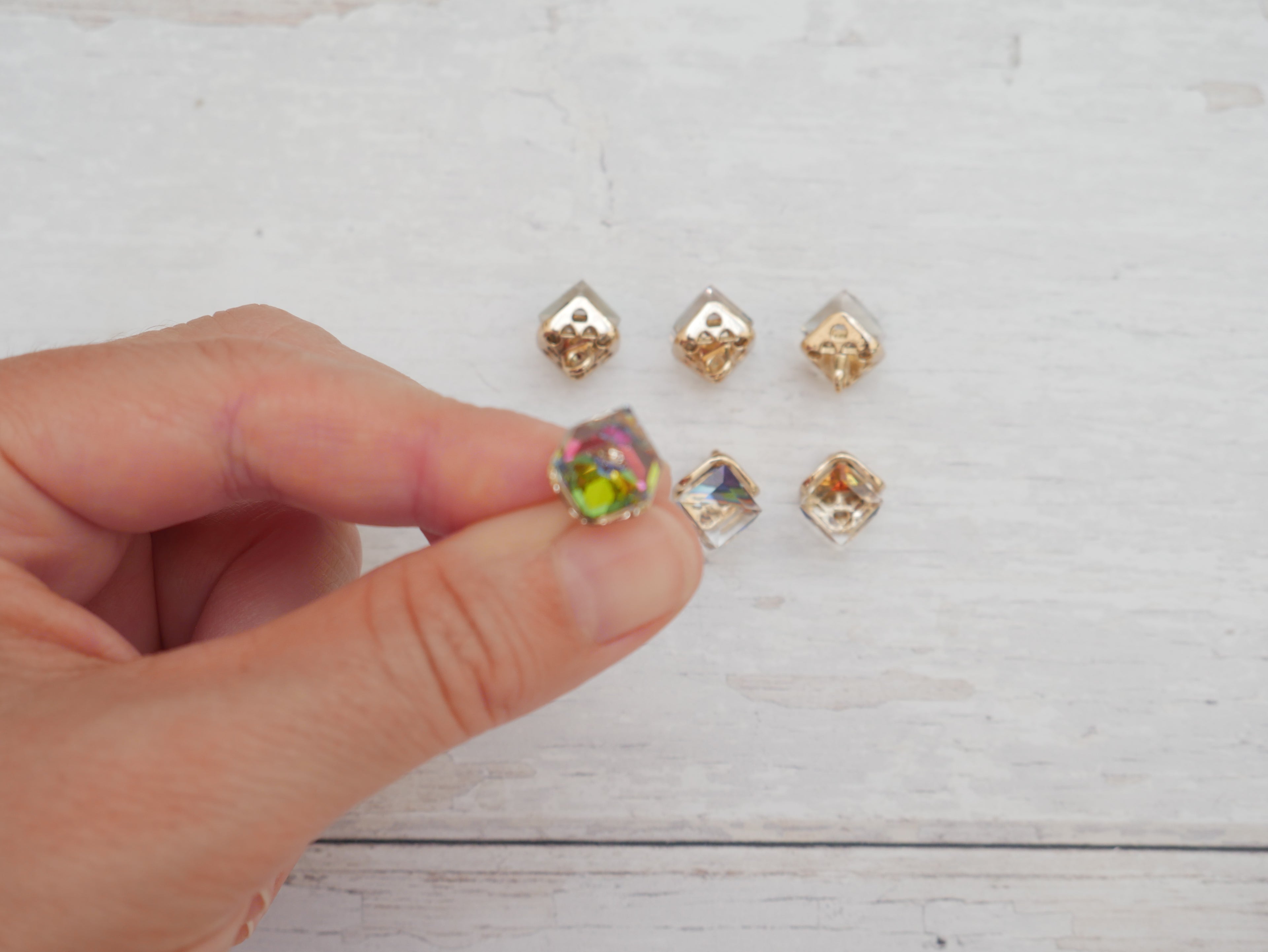 Crystal Cube Button in Rainbow-Button-Flying Bobbins Haberdashery