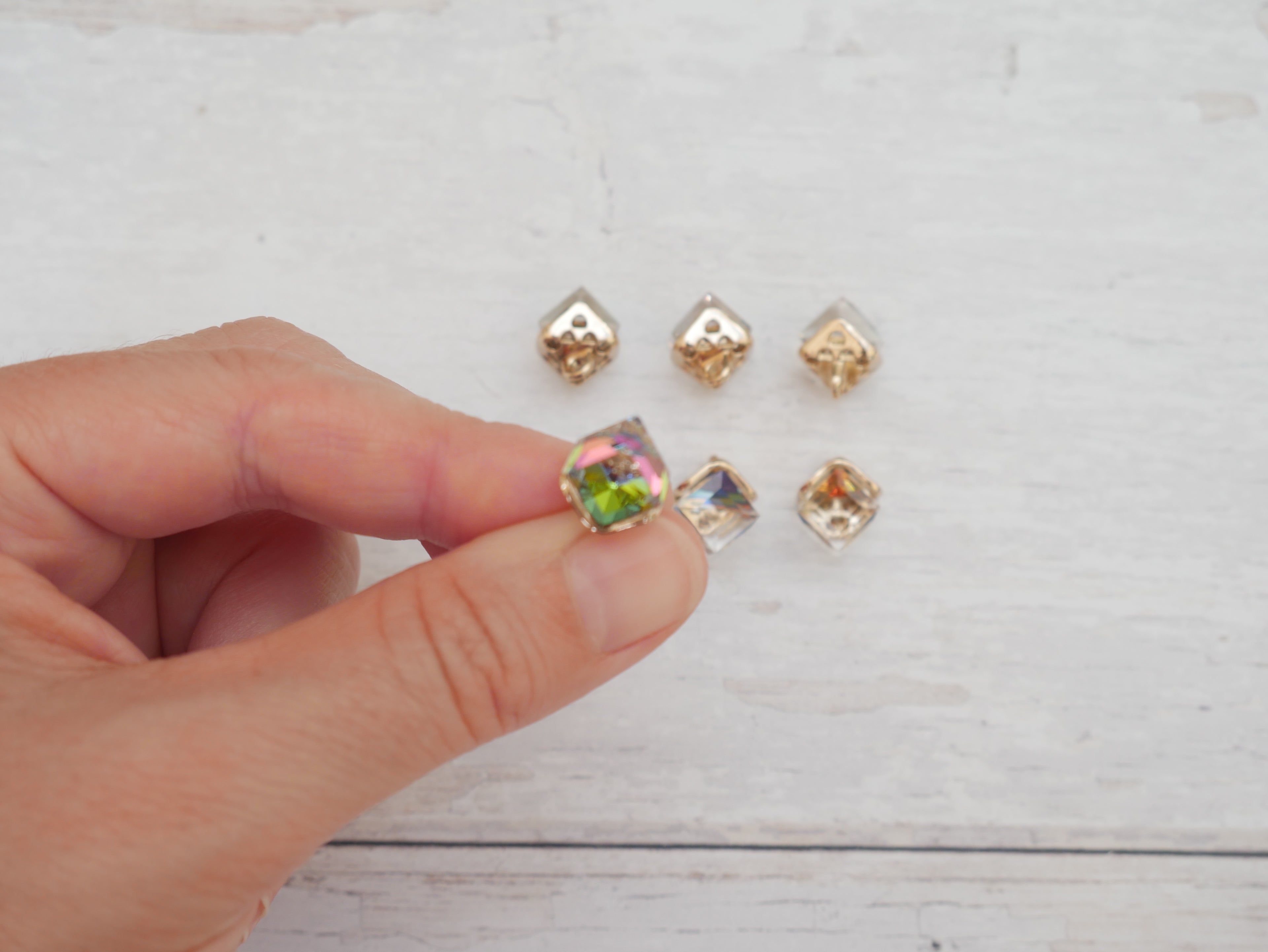 Crystal Cube Button in Rainbow-Button-Flying Bobbins Haberdashery