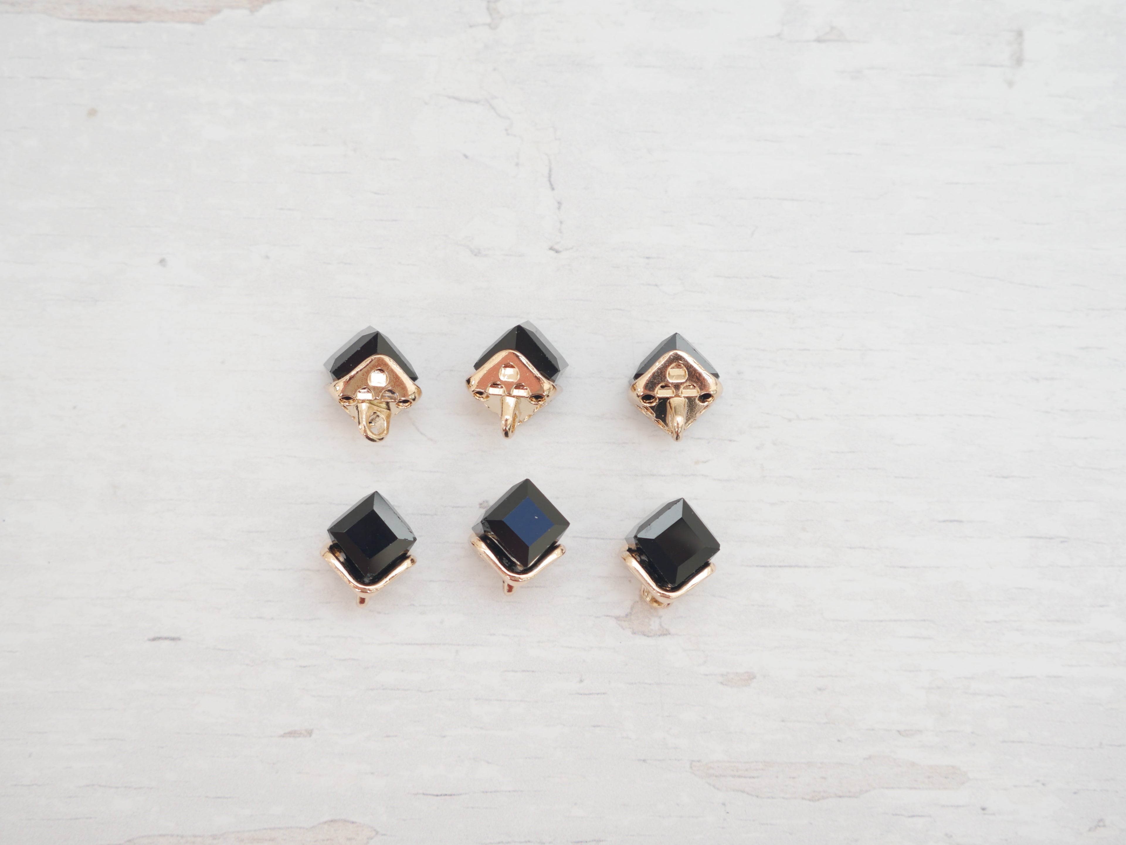 Crystal Cube Button in Black-Button-Flying Bobbins Haberdashery