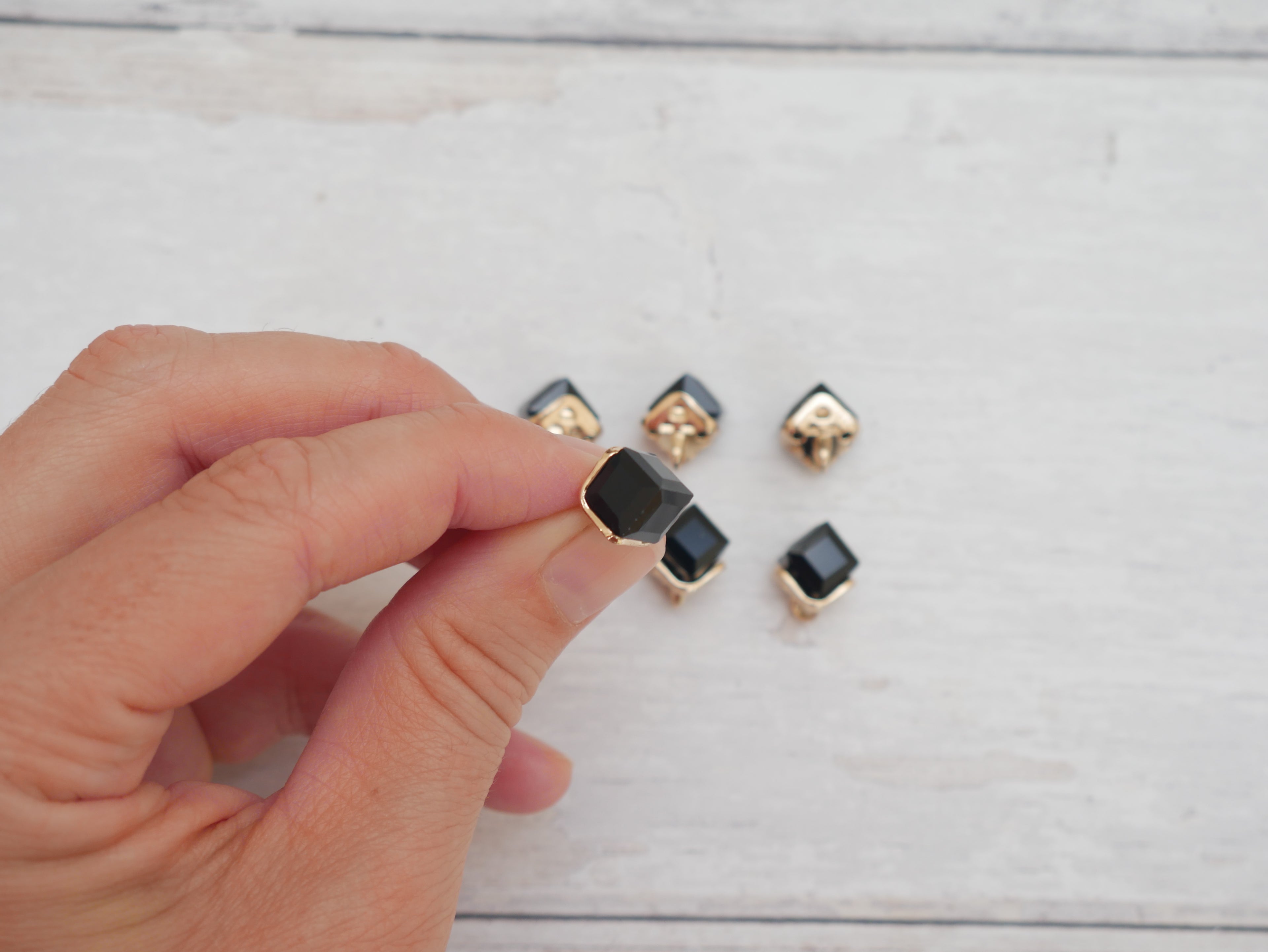 Crystal Cube Button in Black-Button-Flying Bobbins Haberdashery
