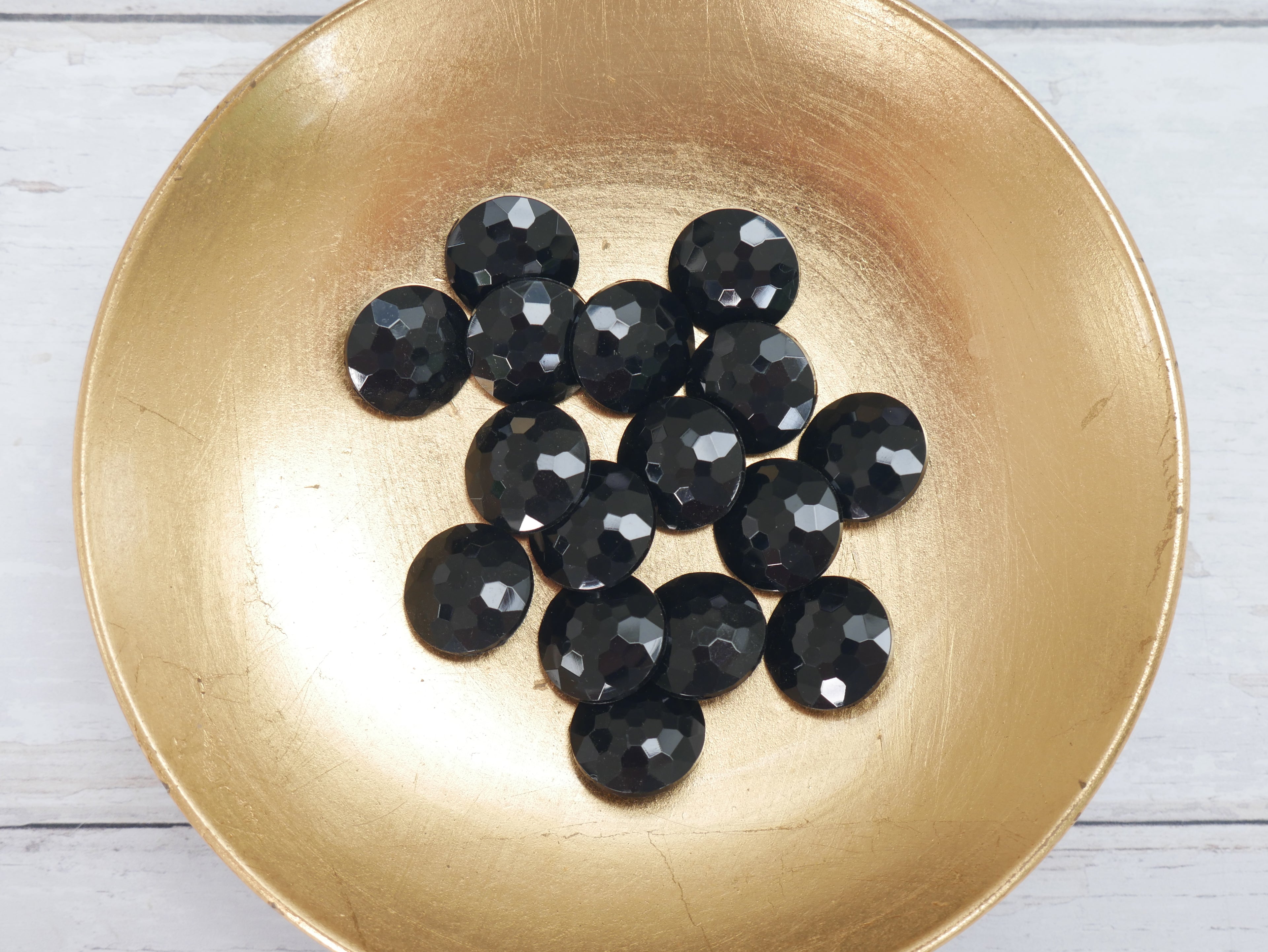 Multi Faceted Nylon Shank Button in Black-Button-Flying Bobbins Haberdashery
