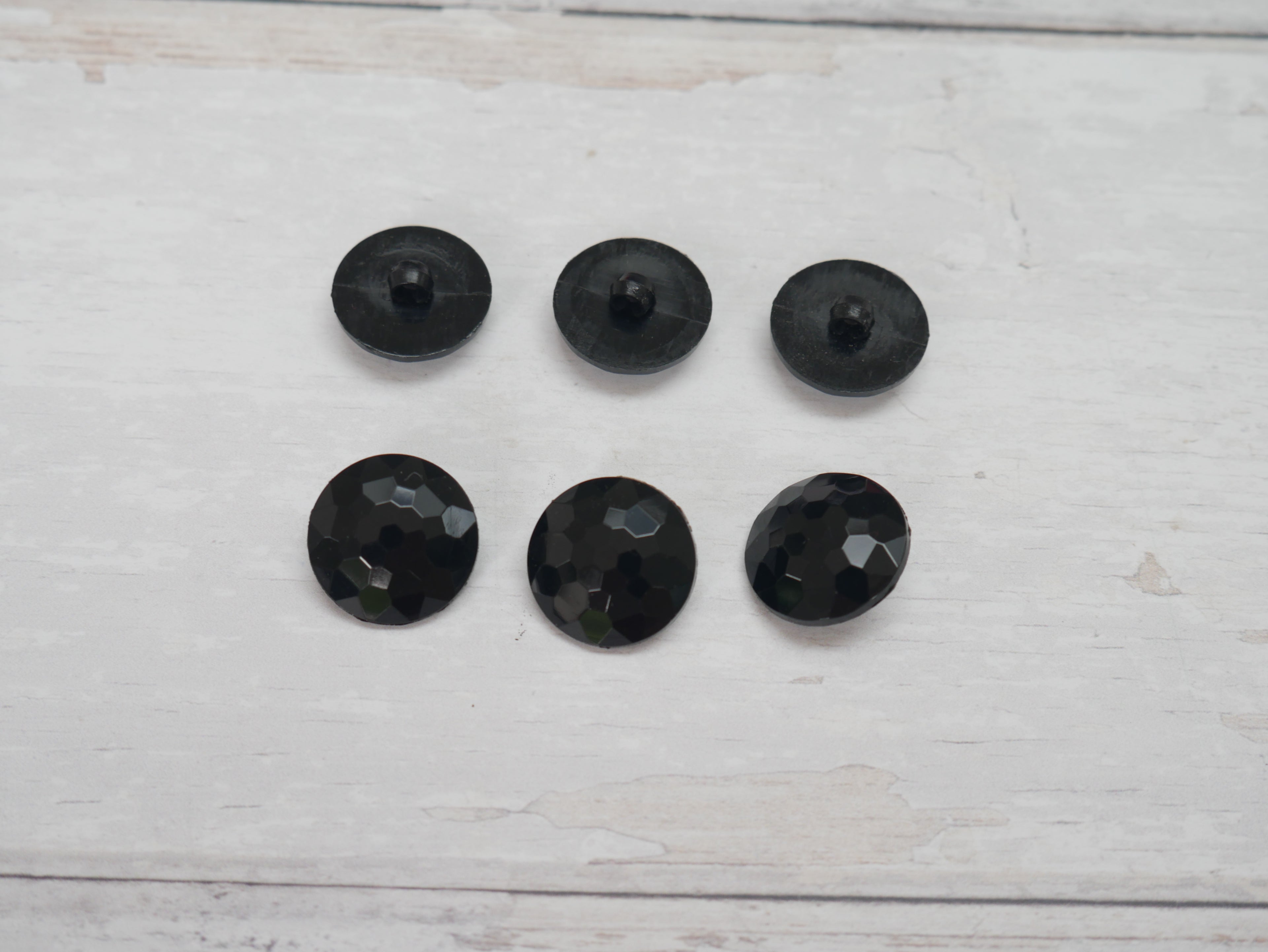 Multi Faceted Nylon Shank Button in Black-Button-Flying Bobbins Haberdashery