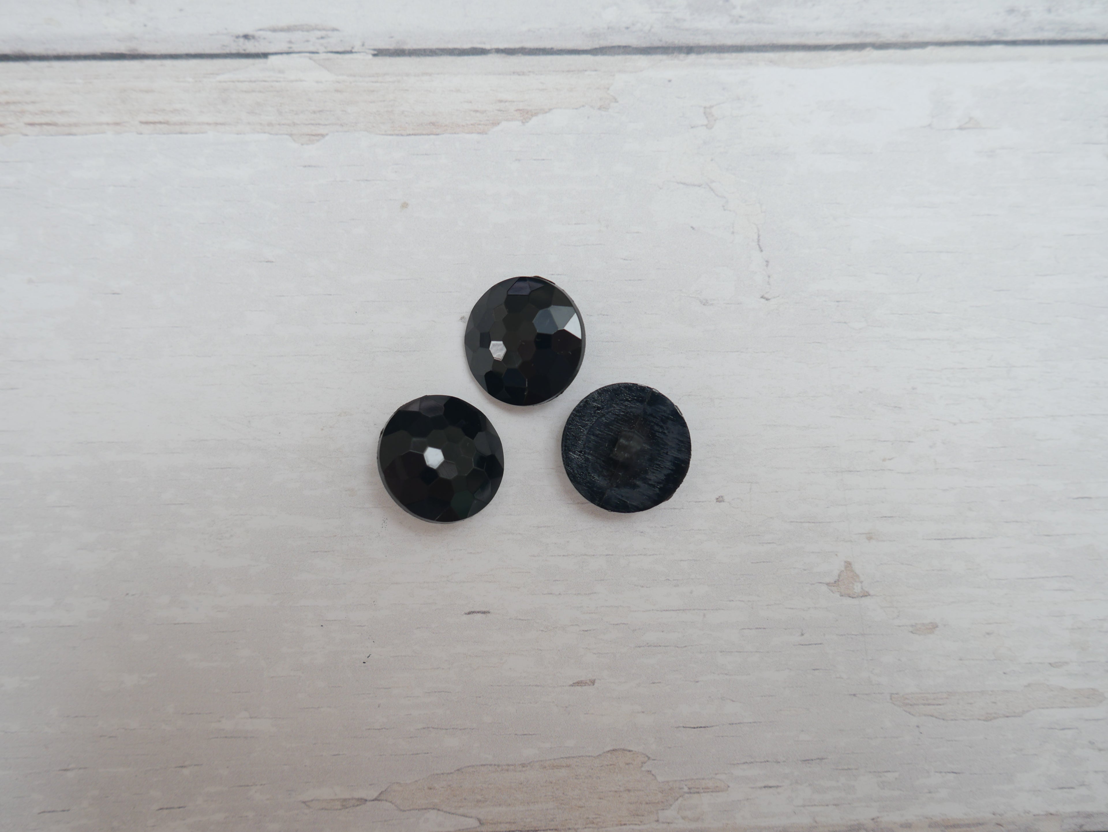 Multi Faceted Nylon Shank Button in Black-Button-Flying Bobbins Haberdashery