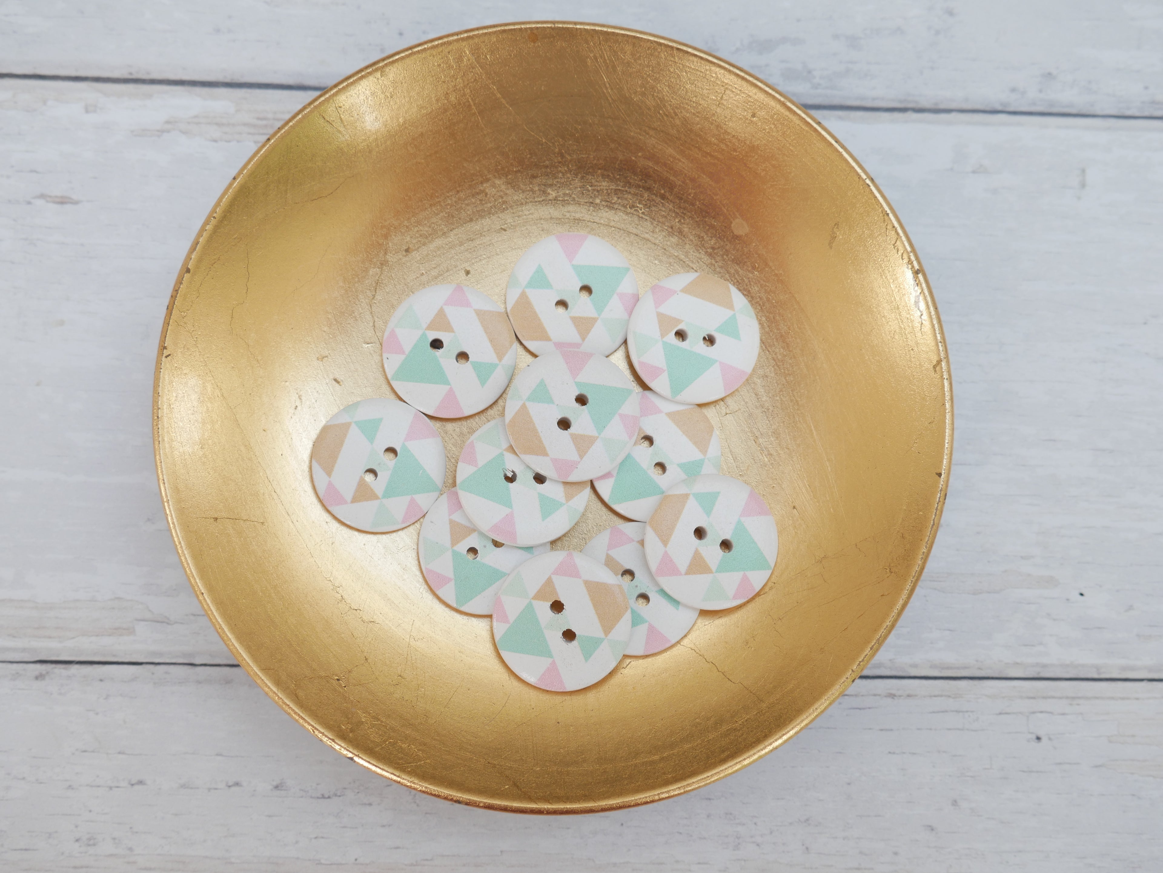2-Hole Painted Wooden Button - Geometric-Button-Flying Bobbins Haberdashery