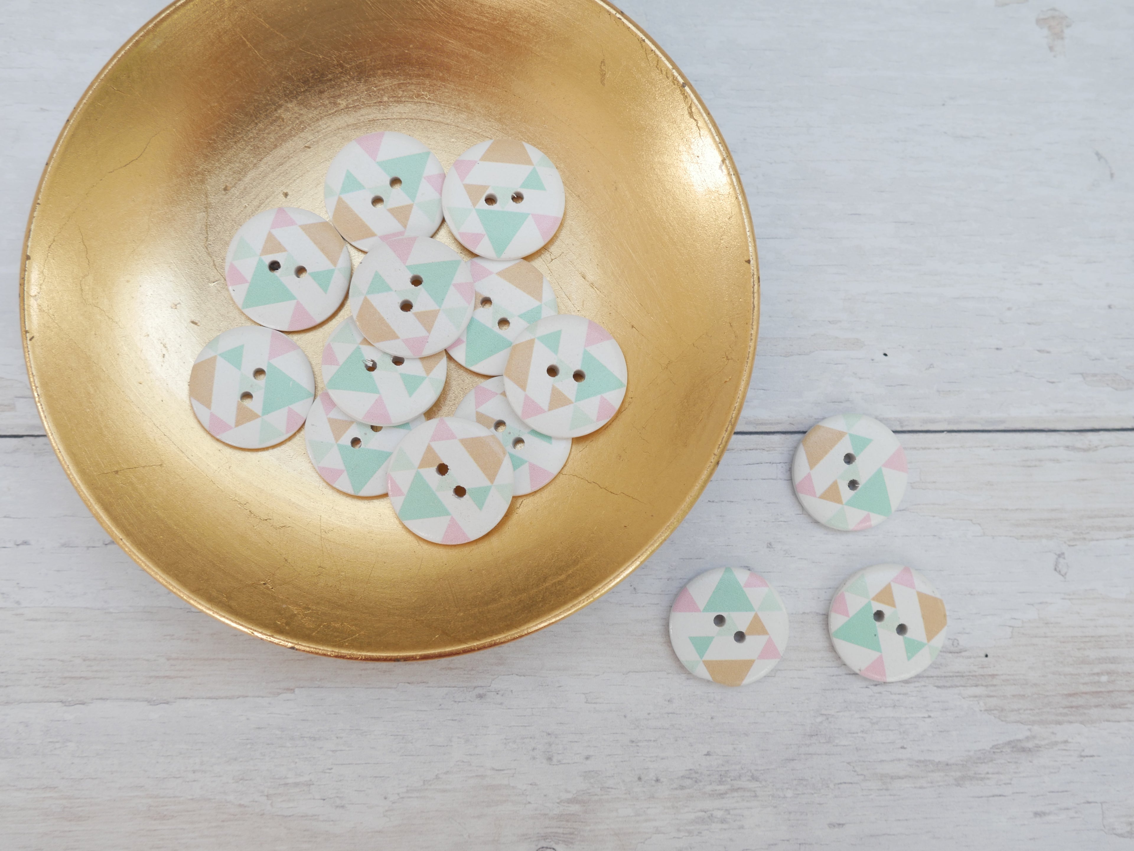 2-Hole Painted Wooden Button - Geometric-Button-Flying Bobbins Haberdashery