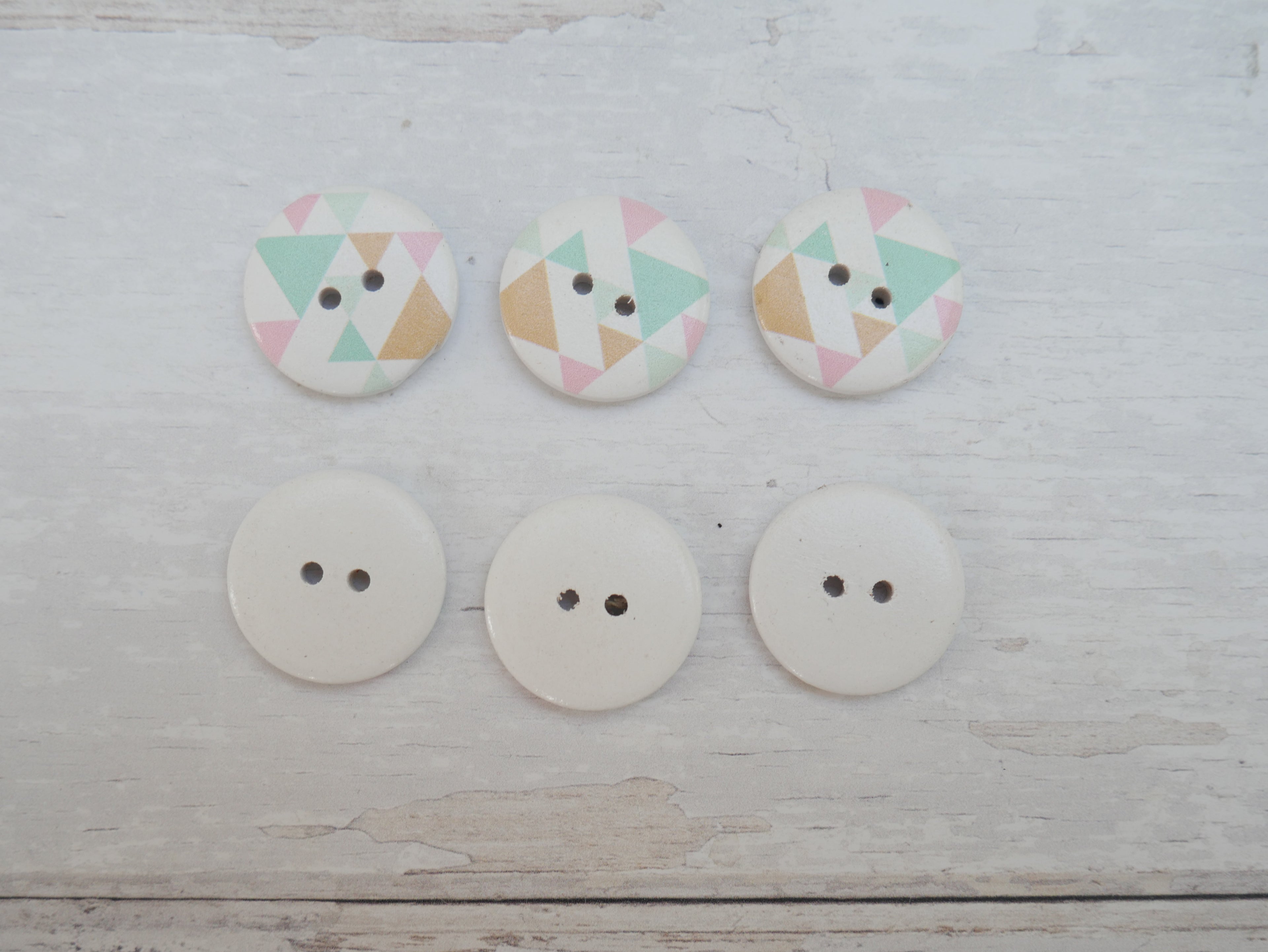 2-Hole Painted Wooden Button - Geometric-Button-Flying Bobbins Haberdashery