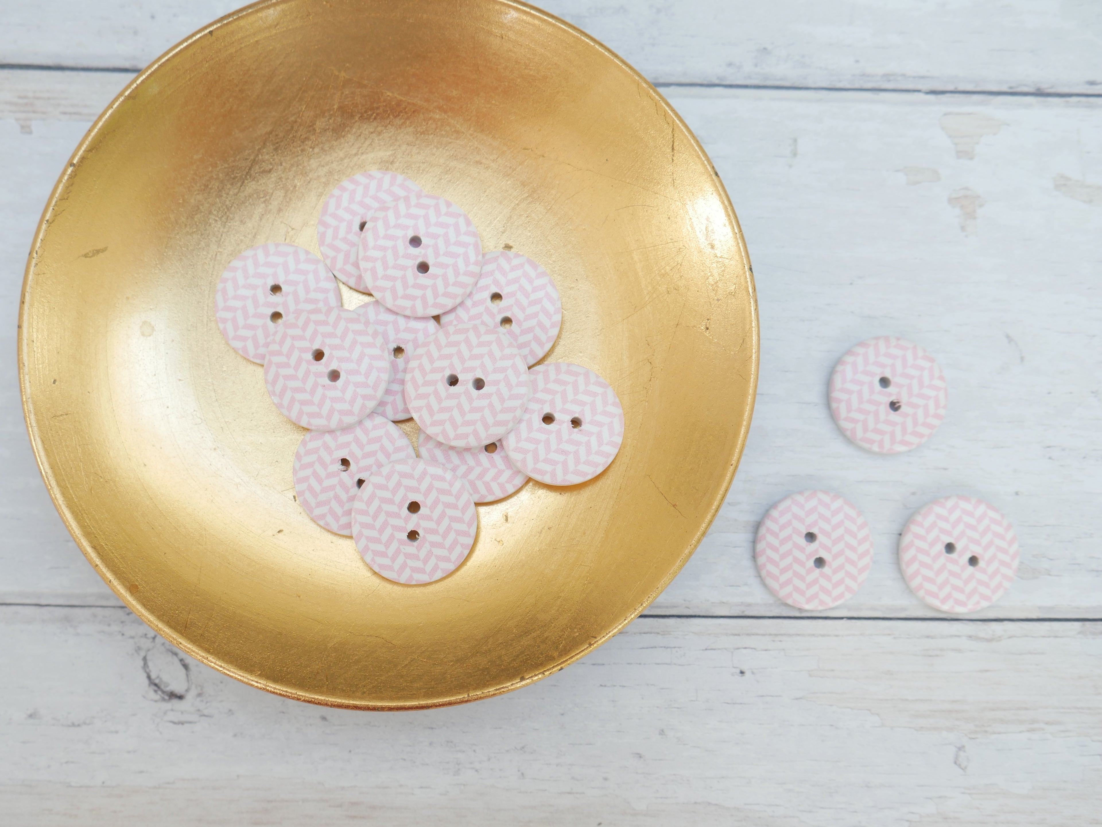 2-Hole Painted Wooden Button - Chevron-Button-Flying Bobbins Haberdashery