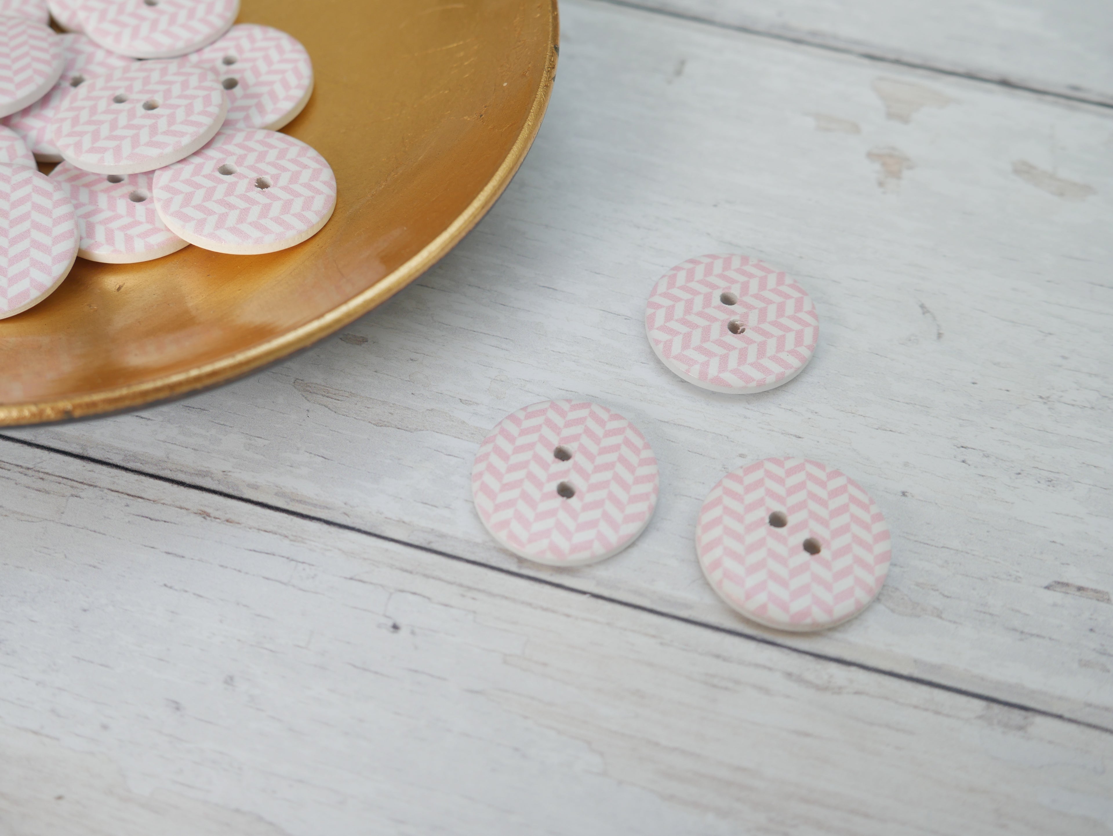 2-Hole Painted Wooden Button - Chevron-Button-Flying Bobbins Haberdashery