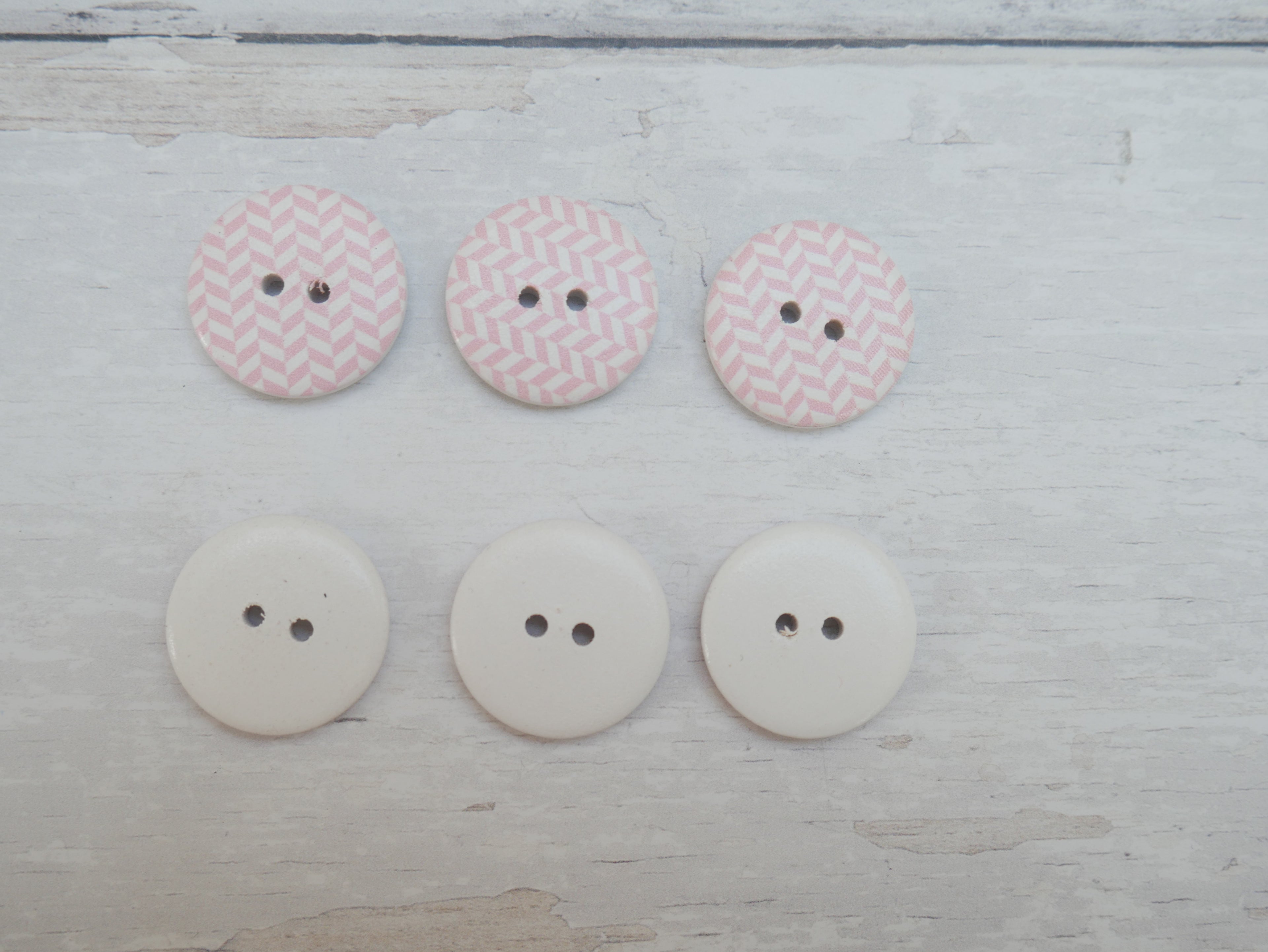2-Hole Painted Wooden Button - Chevron-Button-Flying Bobbins Haberdashery