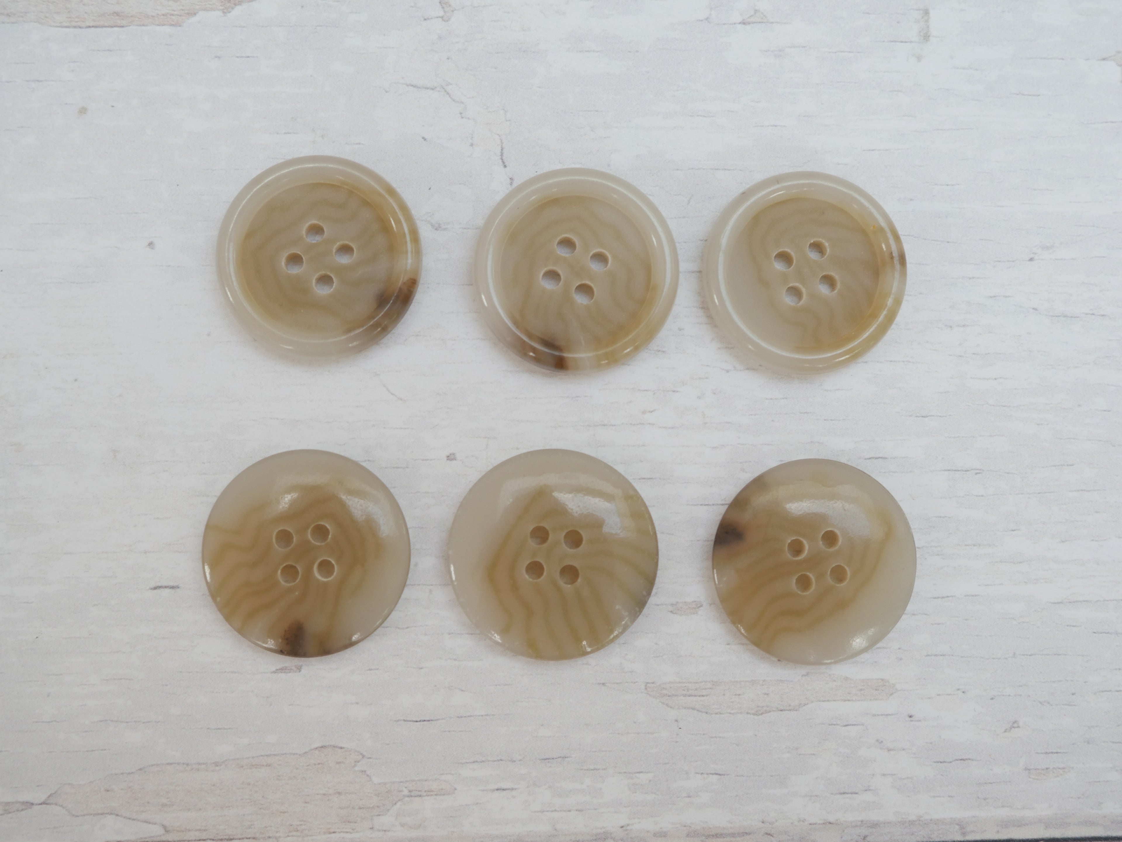 Variegated, 4-Hole, 25mm Button in Ecru-Button-Flying Bobbins Haberdashery