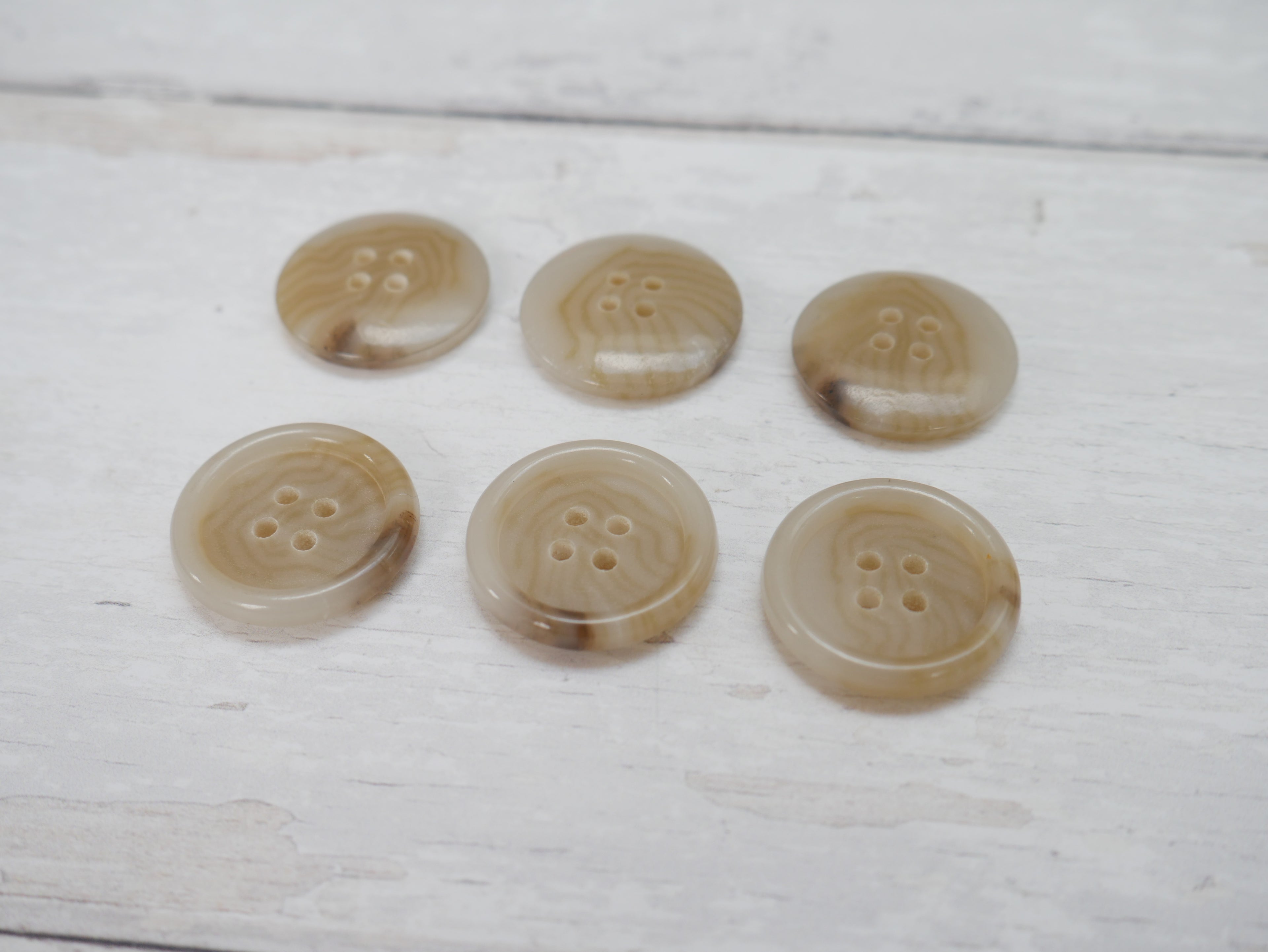 Variegated, 4-Hole, 25mm Button in Ecru-Button-Flying Bobbins Haberdashery