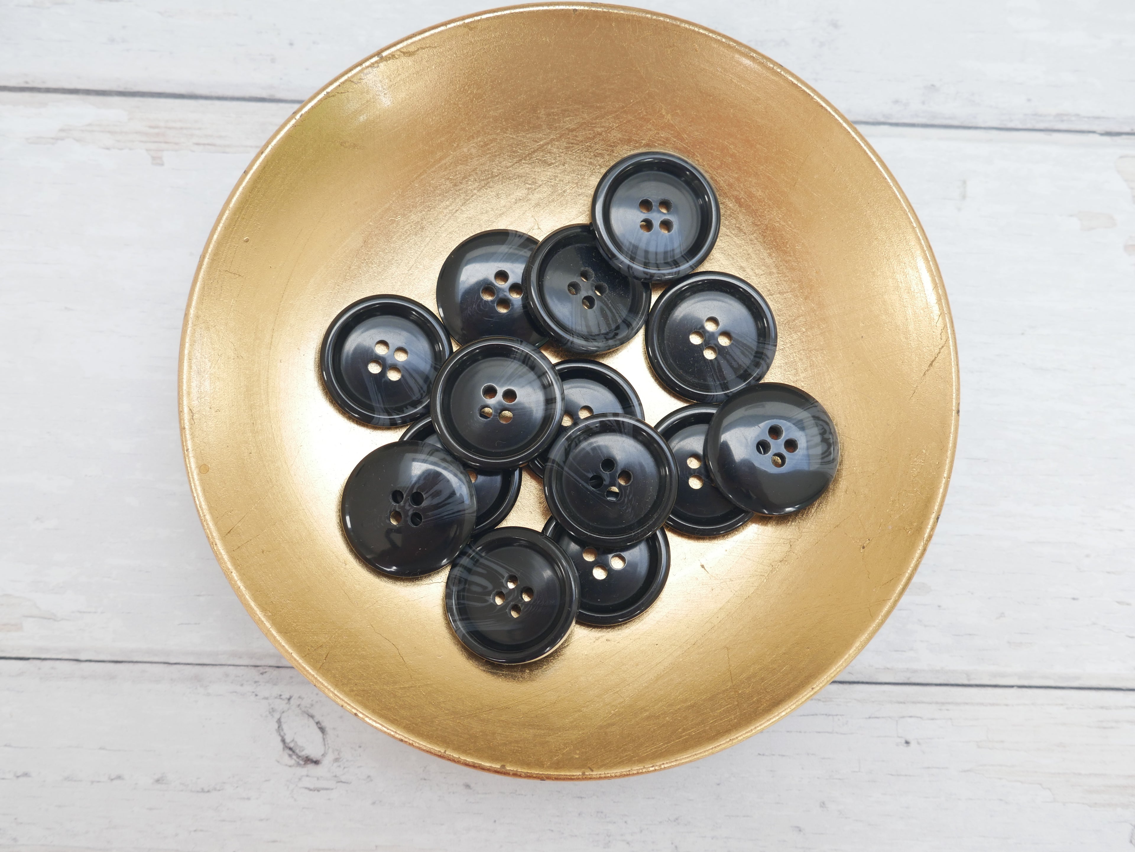 Variegated, 4-Hole, 25mm Button in Black-Button-Flying Bobbins Haberdashery