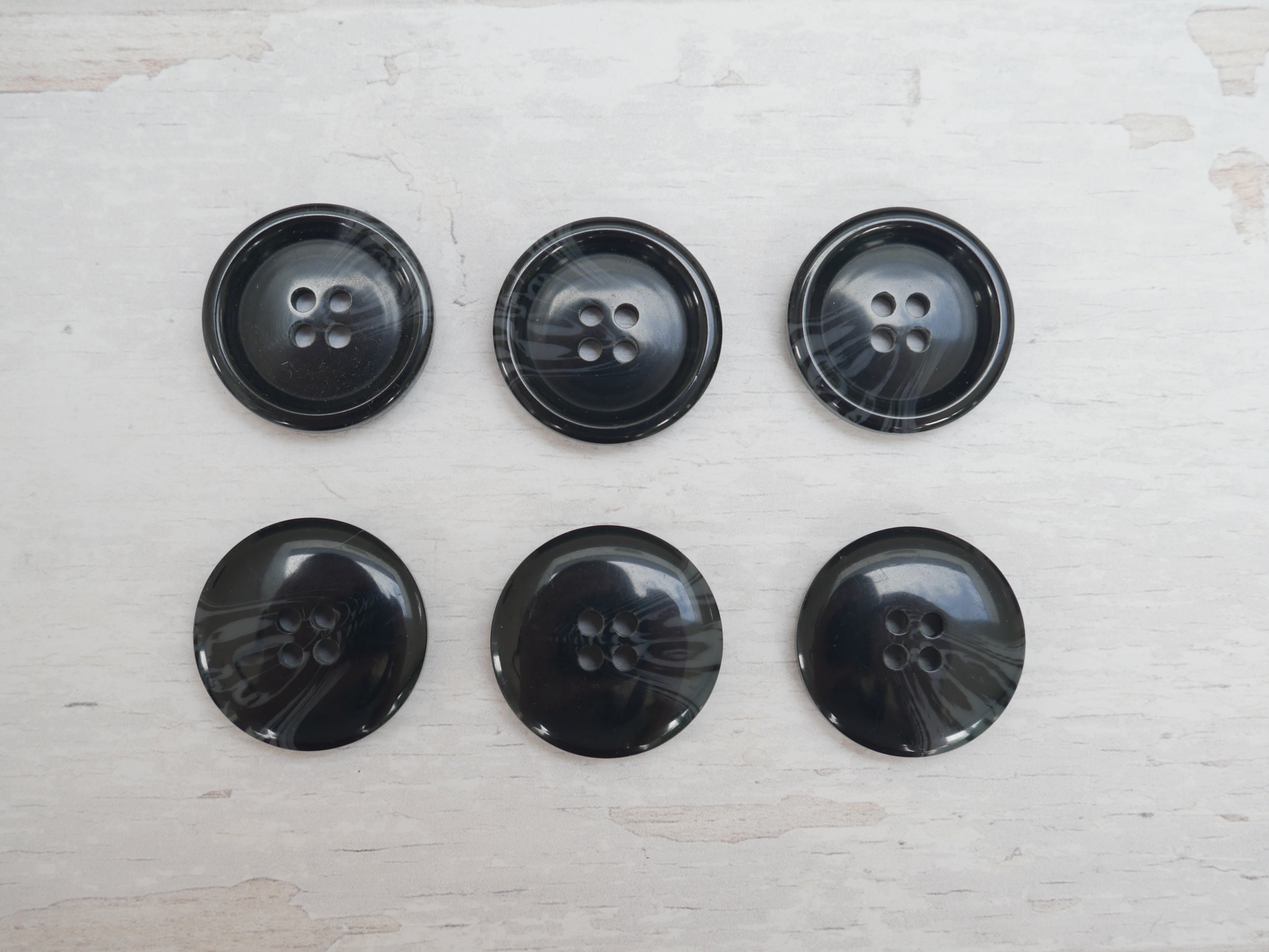Variegated, 4-Hole, 25mm Button in Black-Button-Flying Bobbins Haberdashery