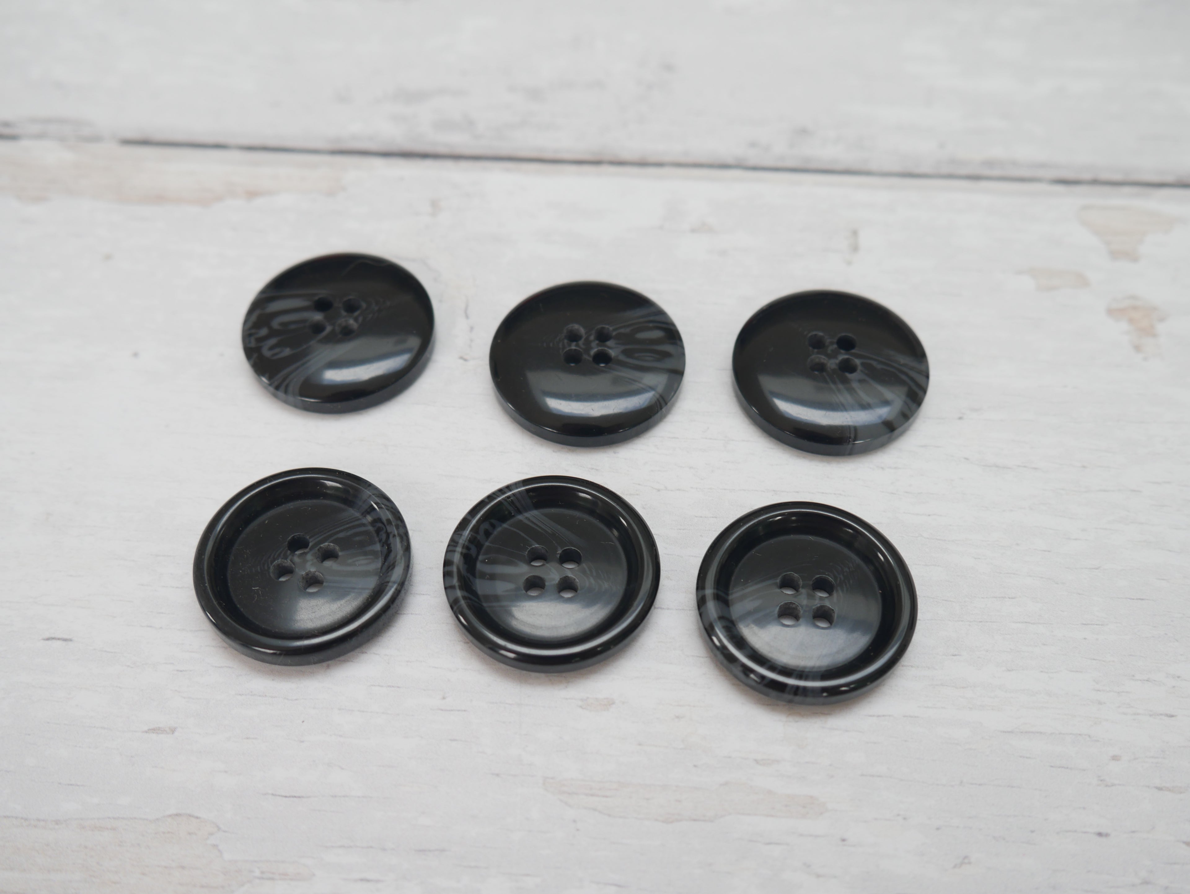 Variegated, 4-Hole, 25mm Button in Black-Button-Flying Bobbins Haberdashery