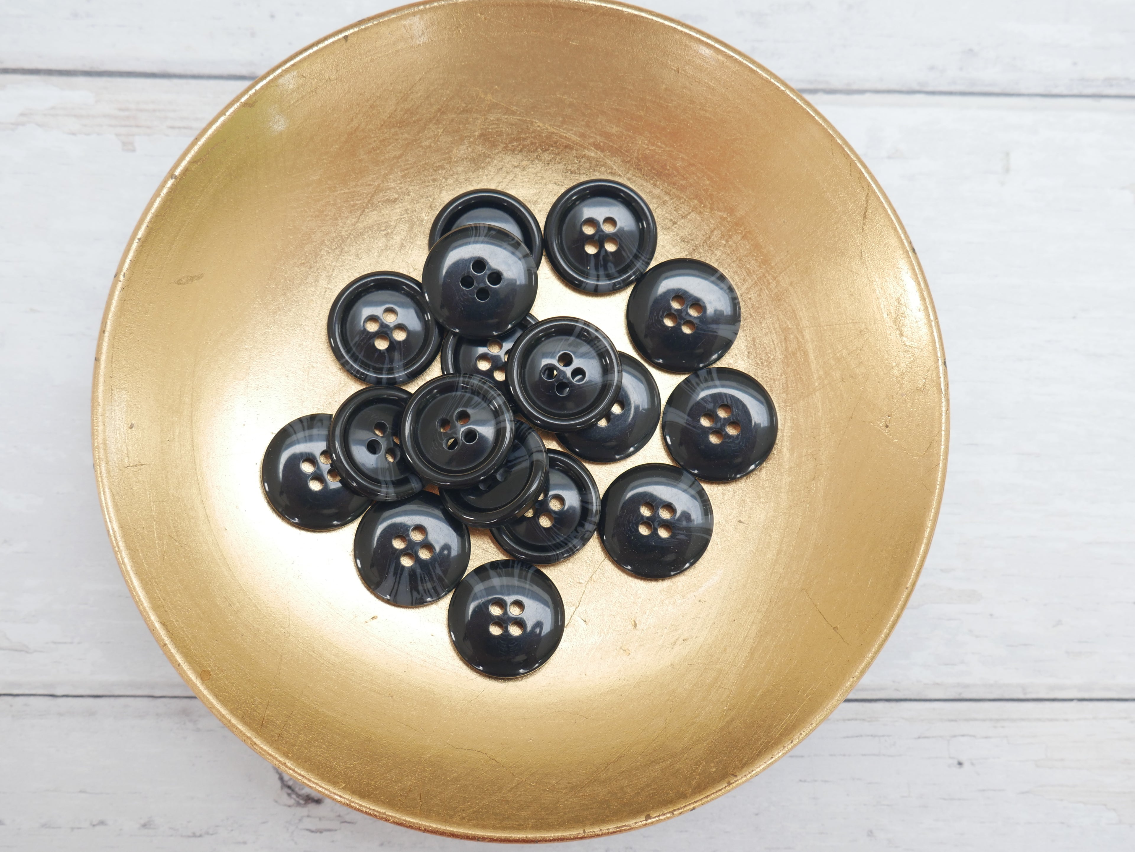 Variegated, 4-Hole, 20mm Button in Black-Button-Flying Bobbins Haberdashery
