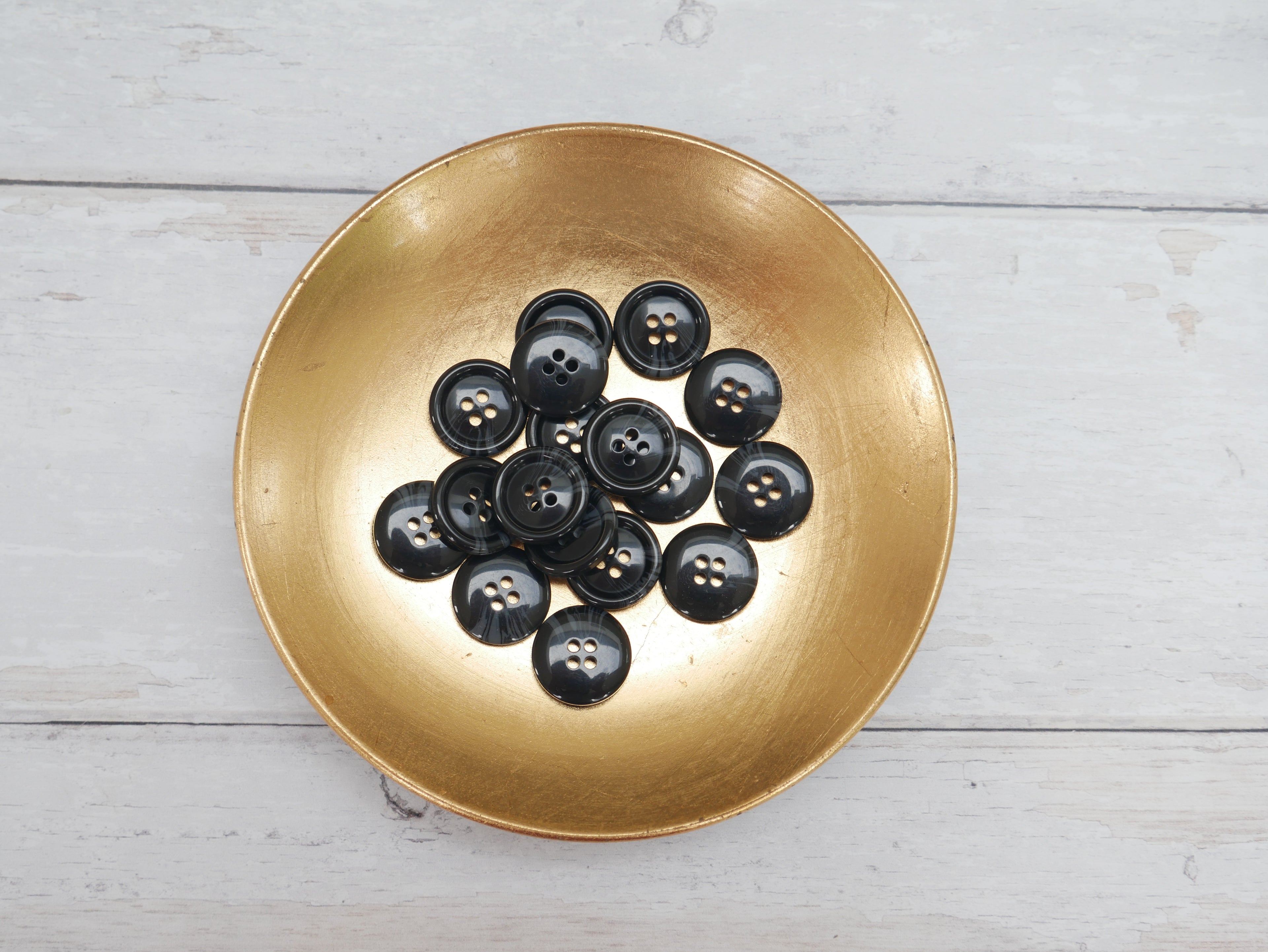 Variegated, 4-Hole, 20mm Button in Black-Button-Flying Bobbins Haberdashery