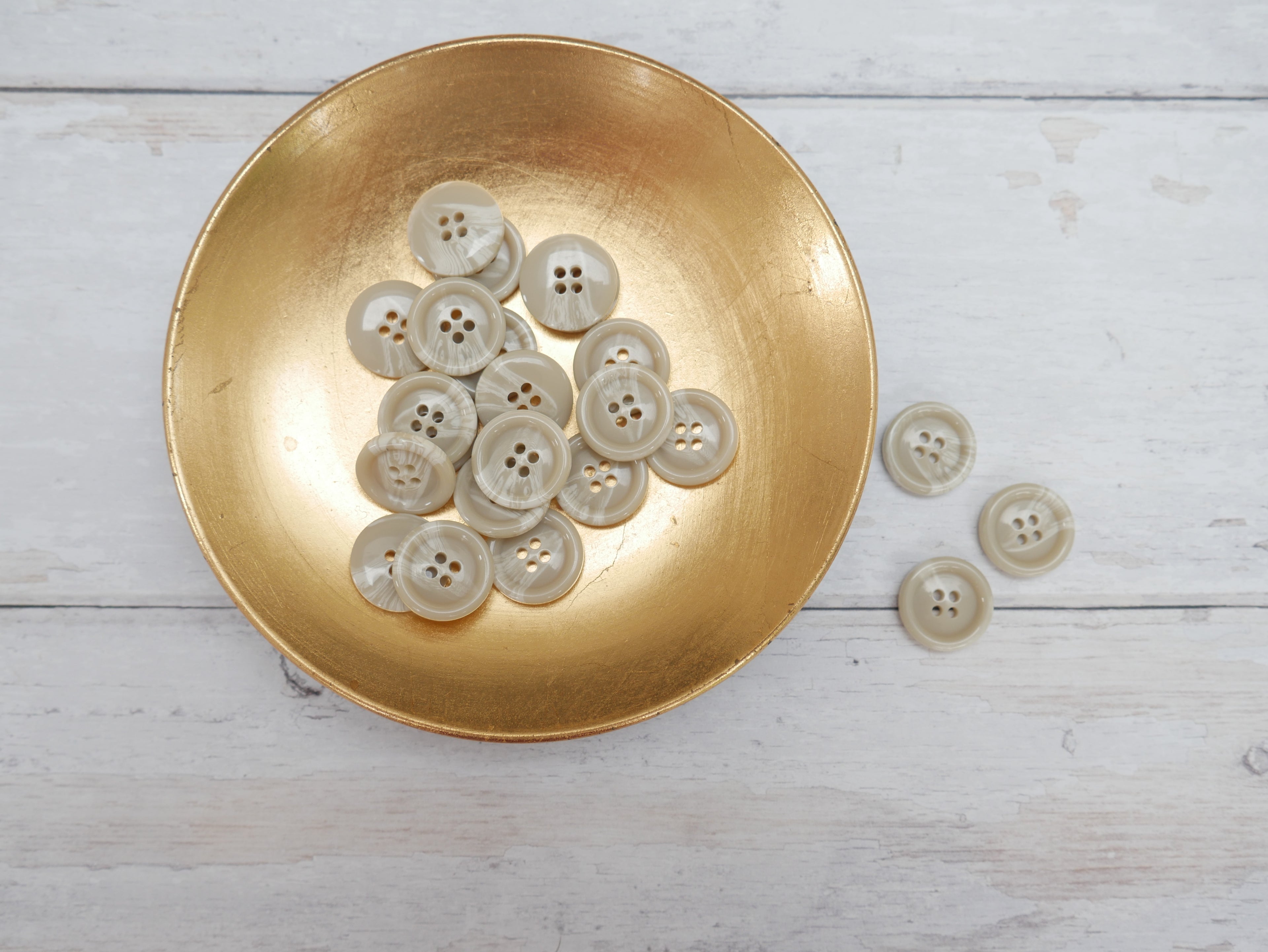 Variegated, 4-Hole, 20mm Button in Ecru-Button-Flying Bobbins Haberdashery