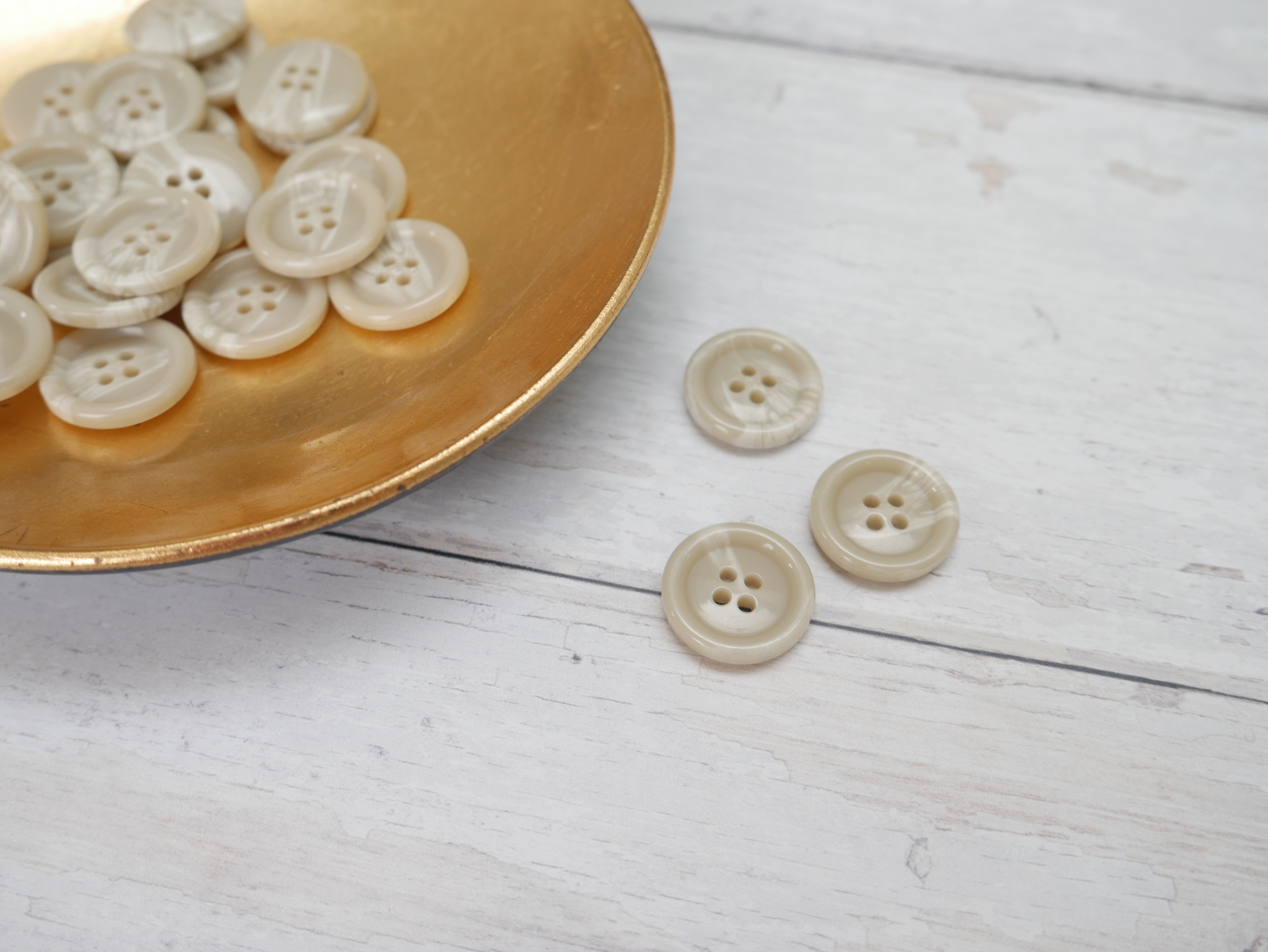 Variegated, 4-Hole, 20mm Button in Ecru-Button-Flying Bobbins Haberdashery
